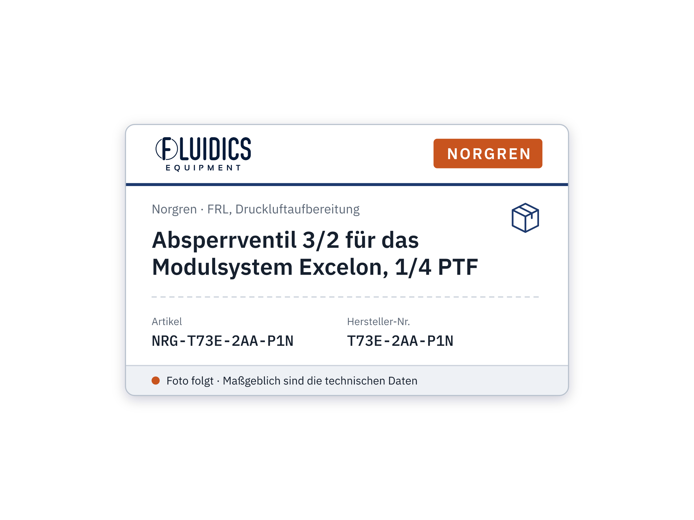 Absperrventil 3/2 für das Modulsystem Excelon, 1/4 PTF - Norgren T73E-2AA-P1N