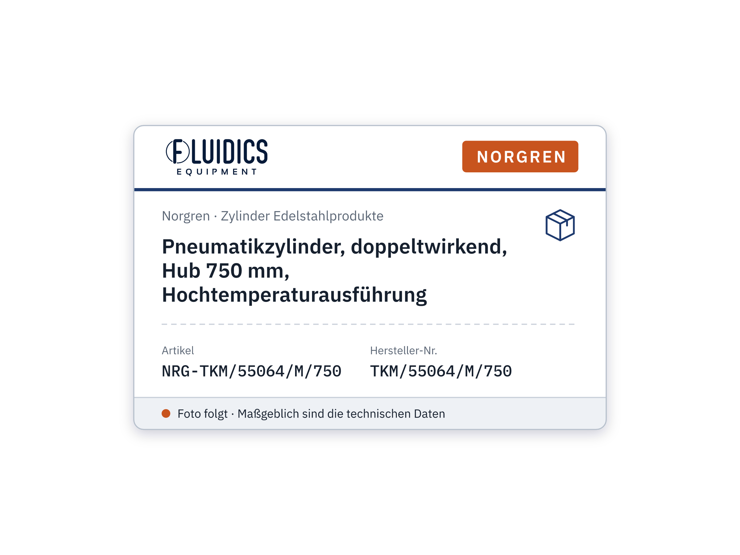 Pneumatikzylinder, doppeltwirkend, Hub 750 mm, Hochtemperaturausführung - Norgren TKM/55064/M/750