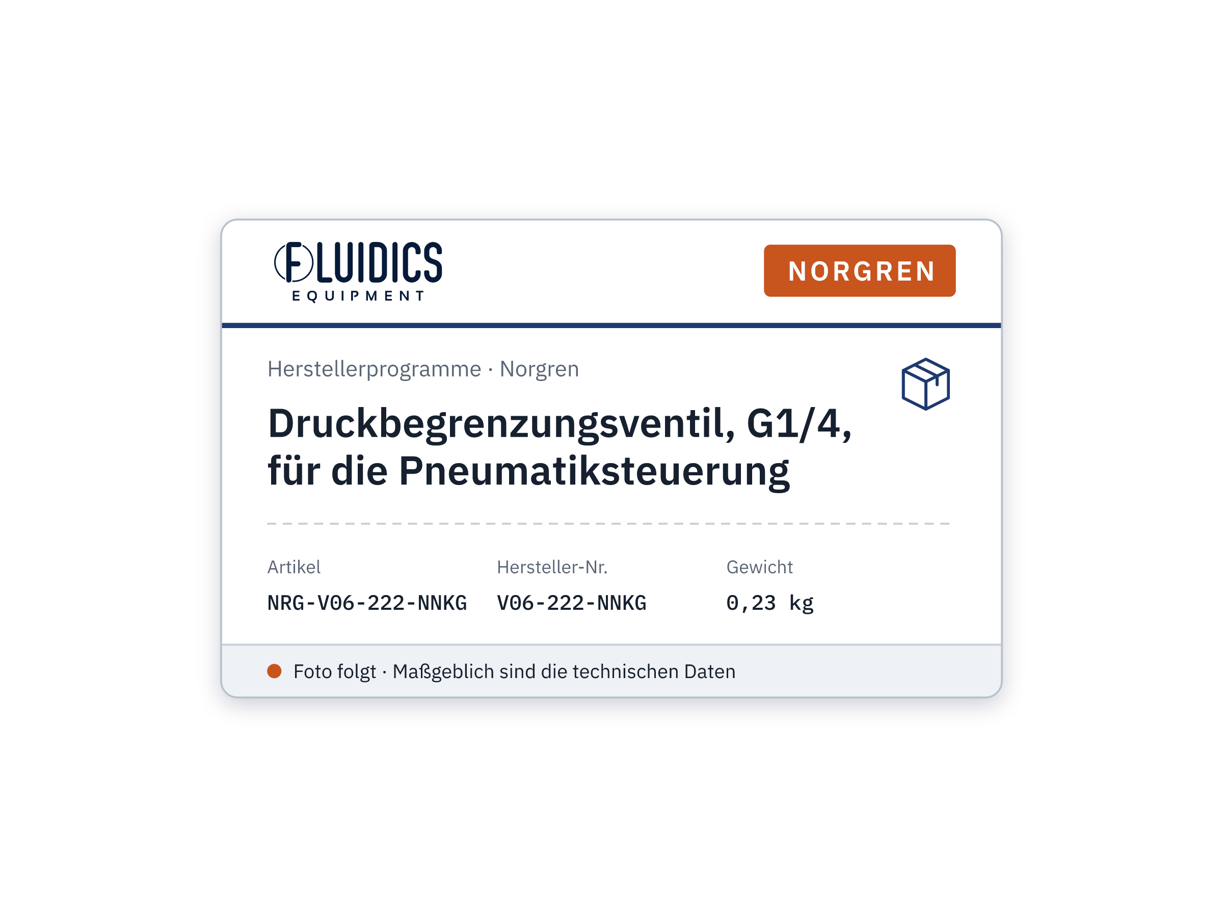 Druckbegrenzungsventil, G1/4, für die Pneumatiksteuerung - Norgren V06-222-NNKG