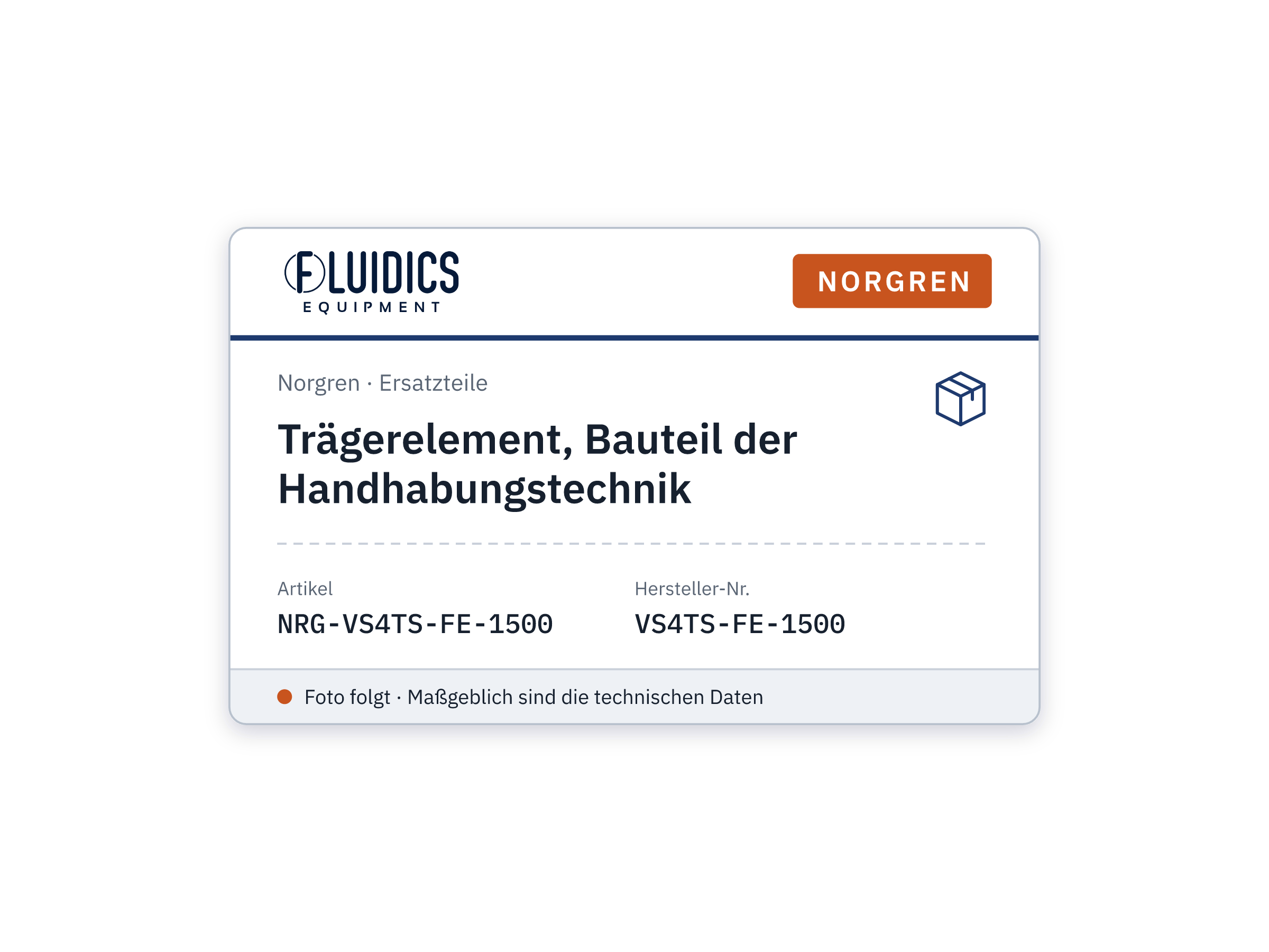 Trägerelement, Bauteil der Handhabungstechnik - Norgren VS4TS-FE-1500