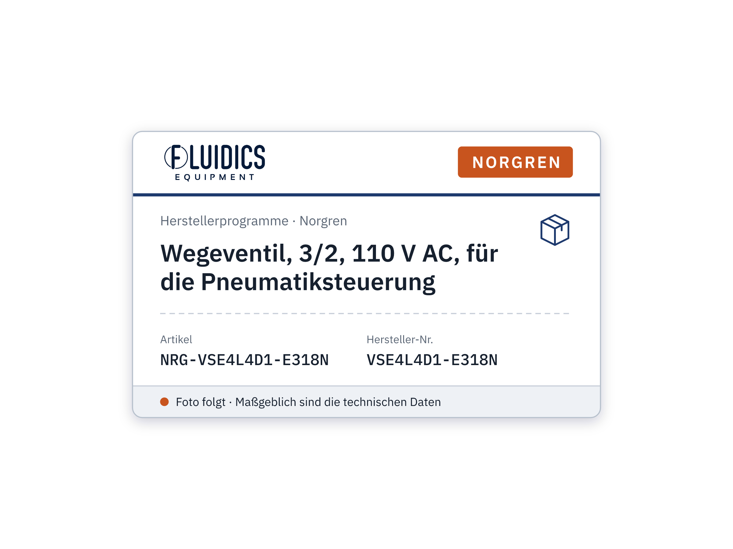 Wegeventil, 3/2, 110 V AC, für die Pneumatiksteuerung - Norgren VSE4L4D1-E318N