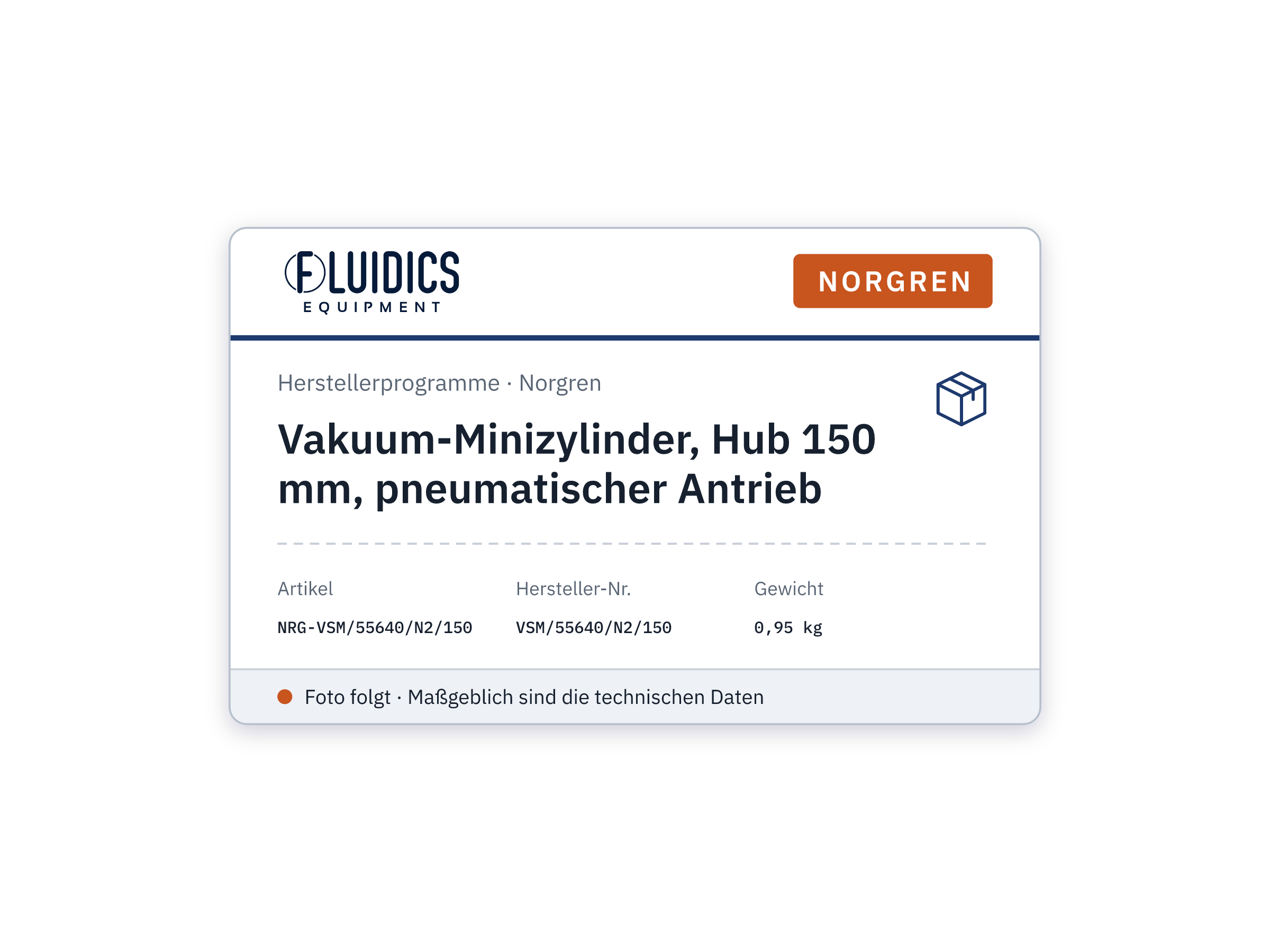 Vakuum-Minizylinder, Hub 150 mm, pneumatischer Antrieb - Norgren VSM/55640/N2/150