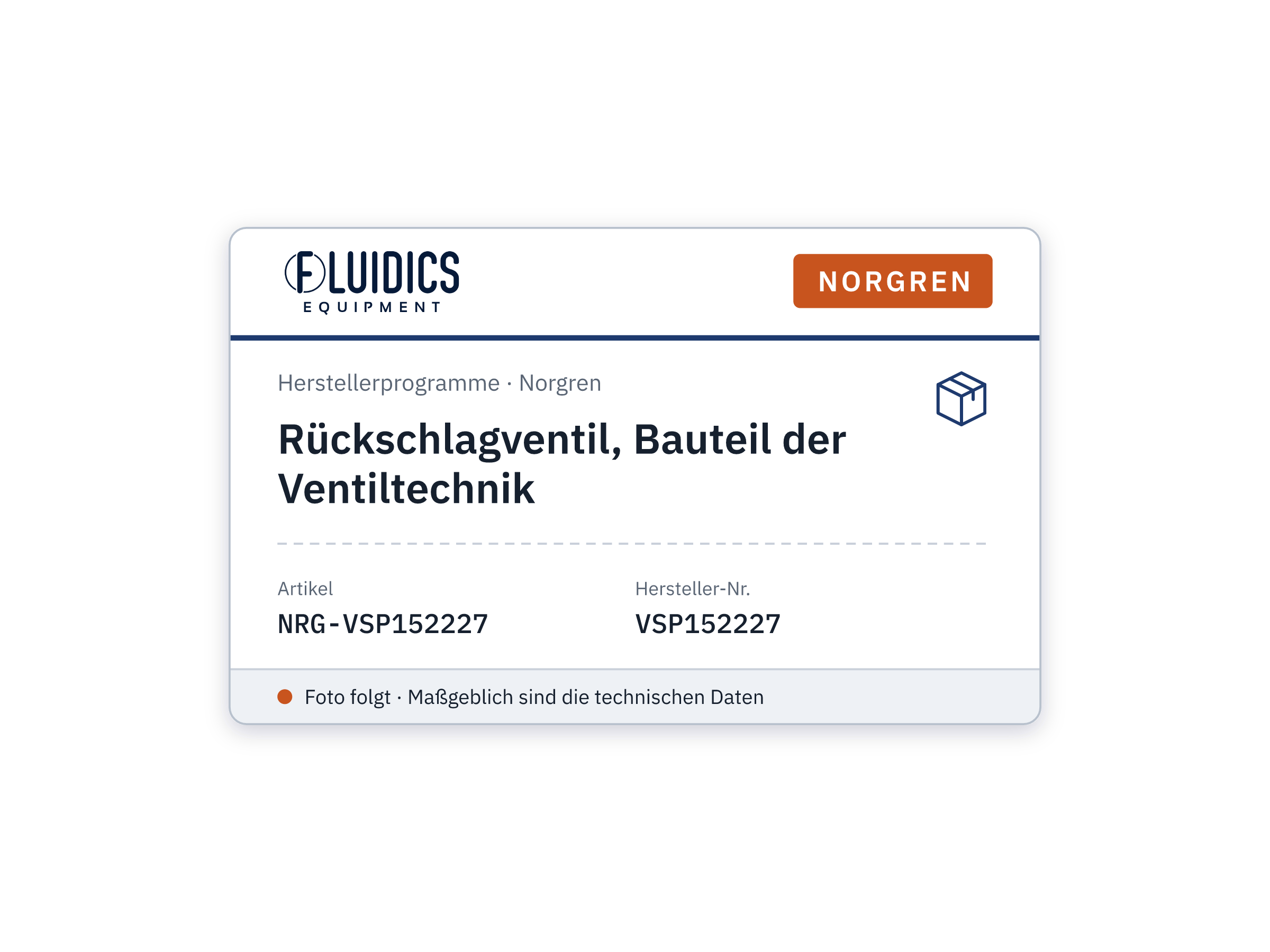 Rückschlagventil, Bauteil der Ventiltechnik - Norgren VSP152227