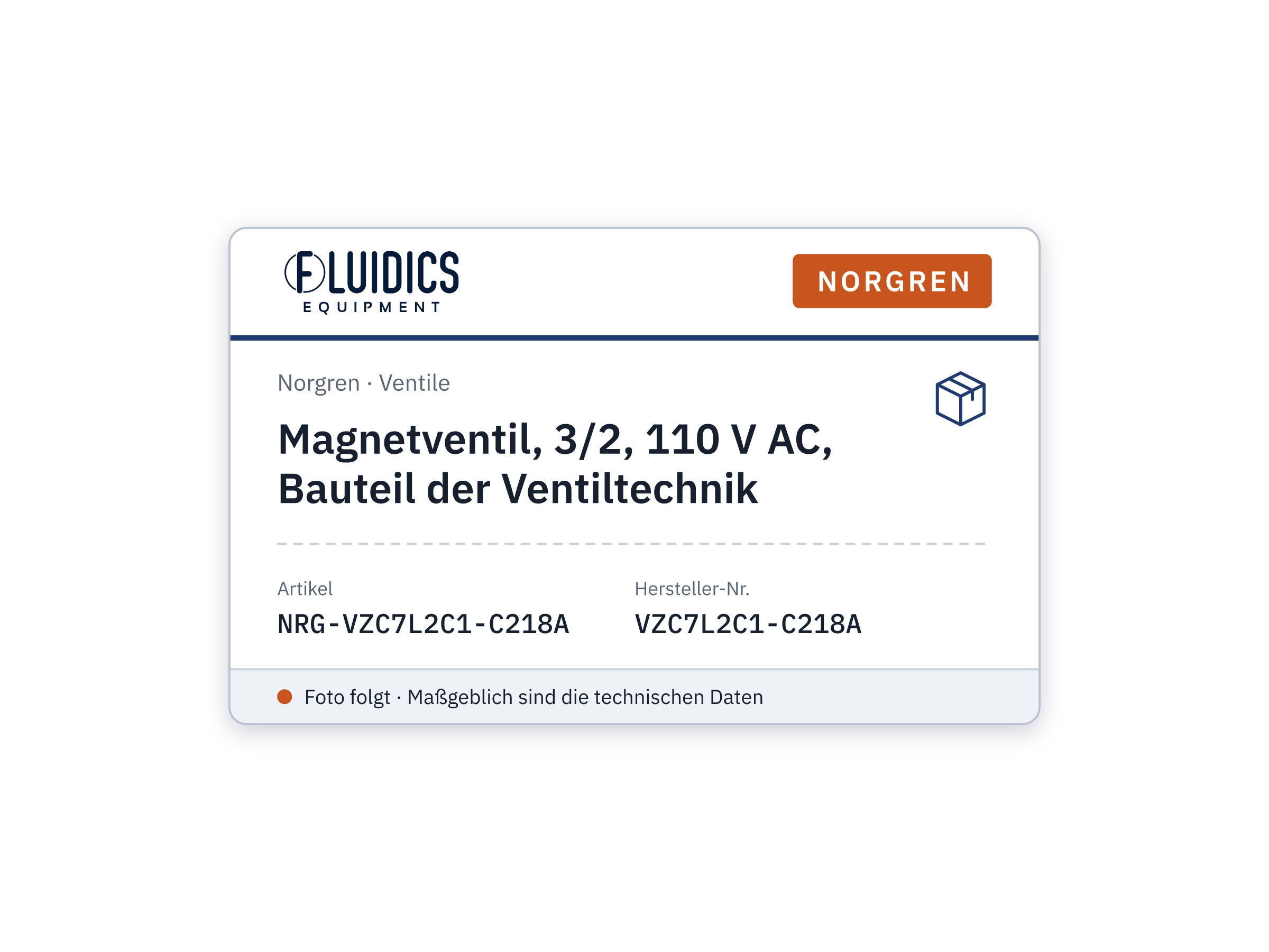 Magnetventil, 3/2, 110 V AC, Bauteil der Ventiltechnik - Norgren VZC7L2C1-C218A