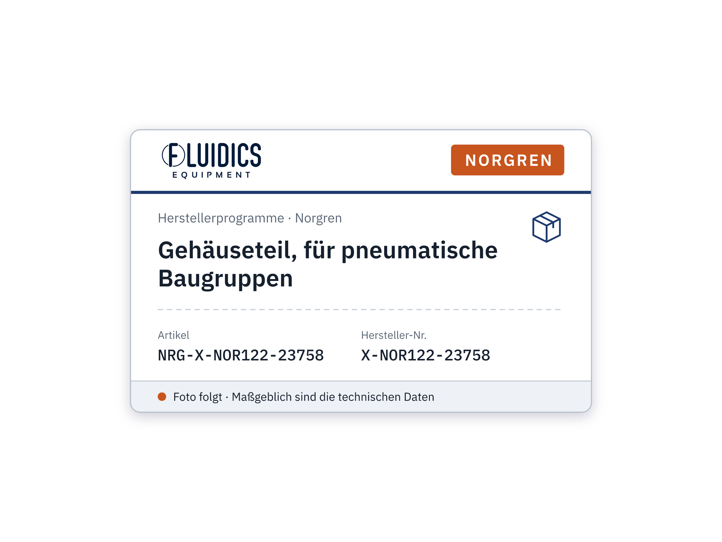 Gehäuseteil, für pneumatische Baugruppen - Norgren X-NOR122-23758