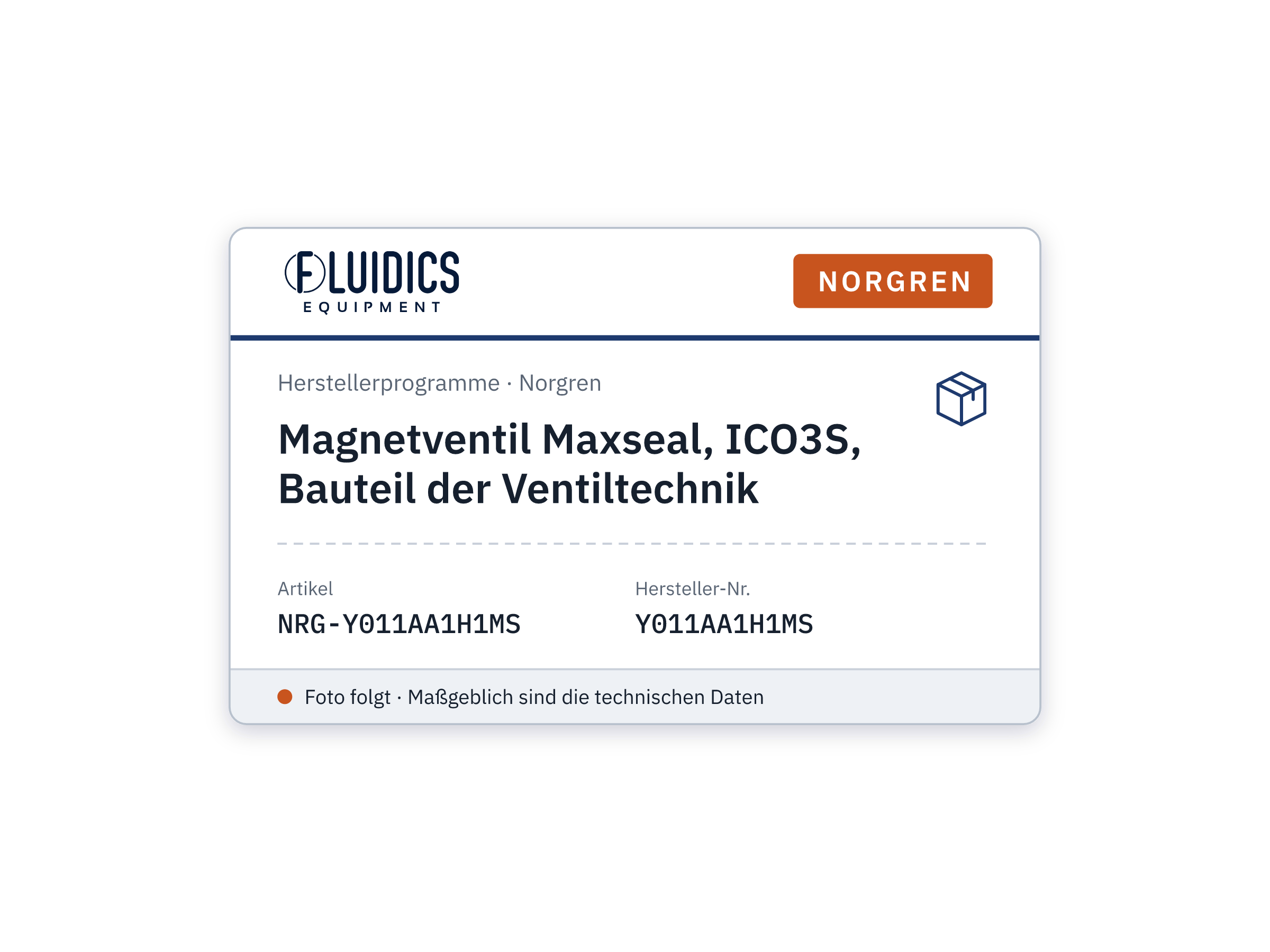 Maxseal solenoid valve, ICO3S, valve technology component - Norgren Y011AA1H1MS