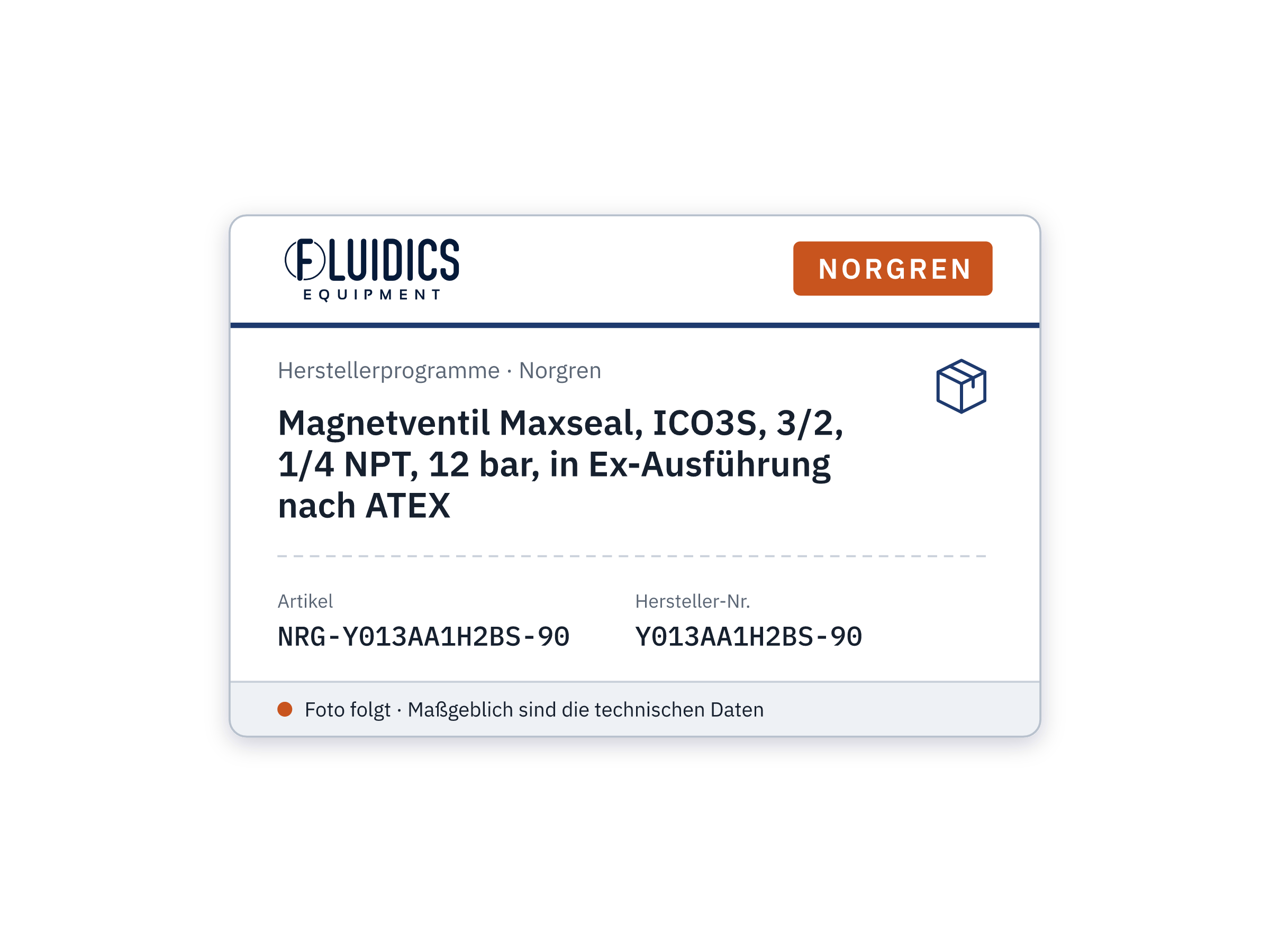 Magnetventil Maxseal, ICO3S, 3/2, 1/4 NPT, 12 bar, in Ex-Ausführung nach ATEX - Norgren Y013AA1H2BS-90