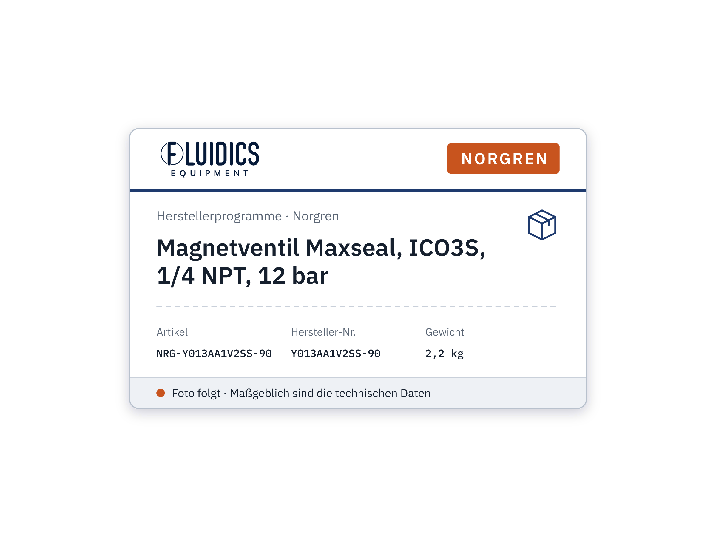 Magnetventil Maxseal, ICO3S, 1/4 NPT, 12 bar - Norgren Y013AA1V2SS-90