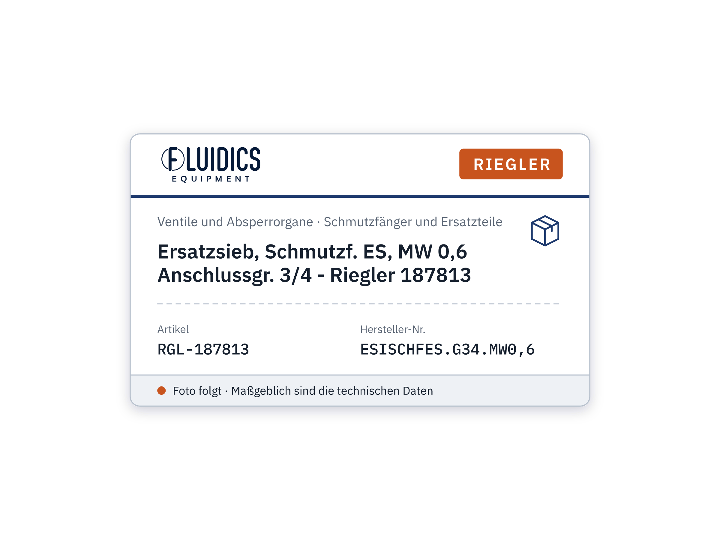 Ersatzsieb, Schmutzf. ES, MW 0,6 Anschlussgr. 3/4 - Riegler 187813