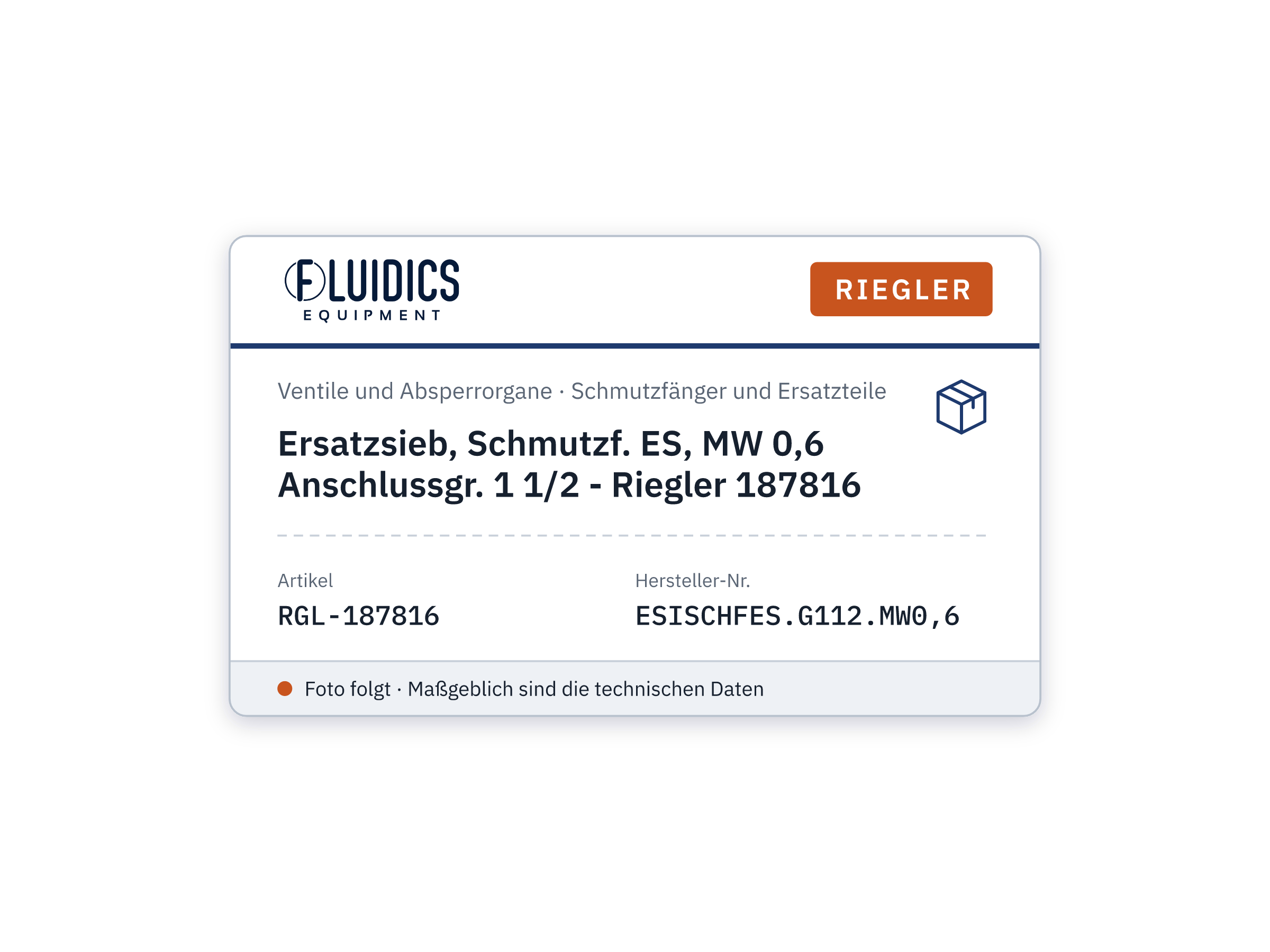 Ersatzsieb, Schmutzf. ES, MW 0,6 Anschlussgr. 1 1/2 - Riegler 187816