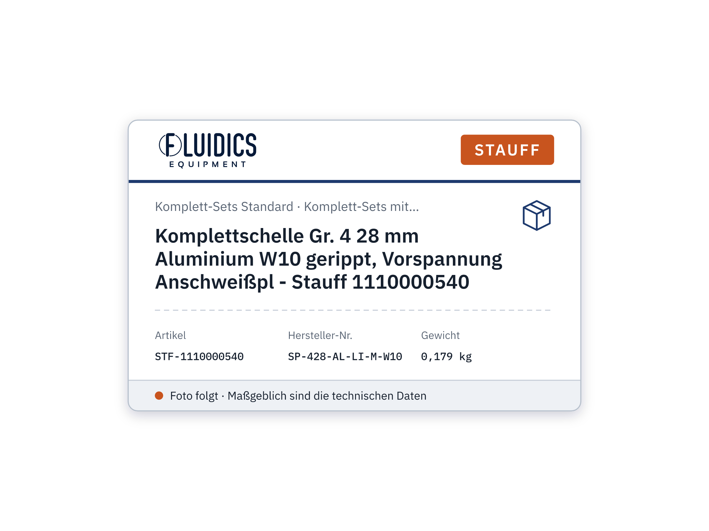 Complete Clamp Size 4 28 mm Aluminium W10 ribbed, preload Weld Plate - Stauff 1110000540