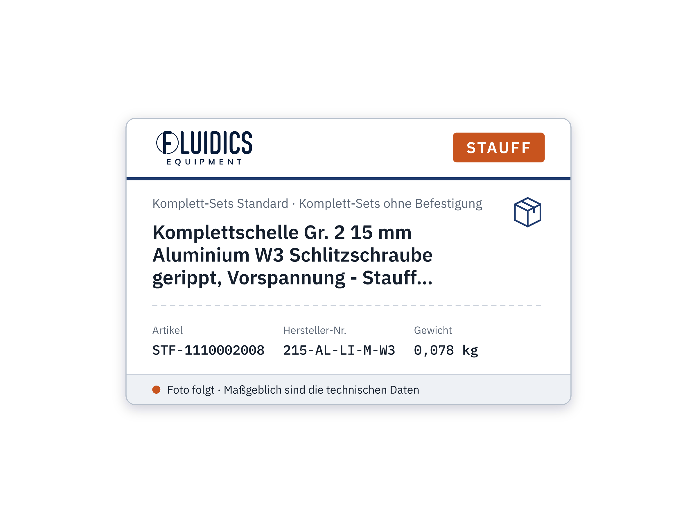 Complete Clamp Size 2 15 mm Aluminium W3 Schlitzschraube ribbed, preload - Stauff 1110002008
