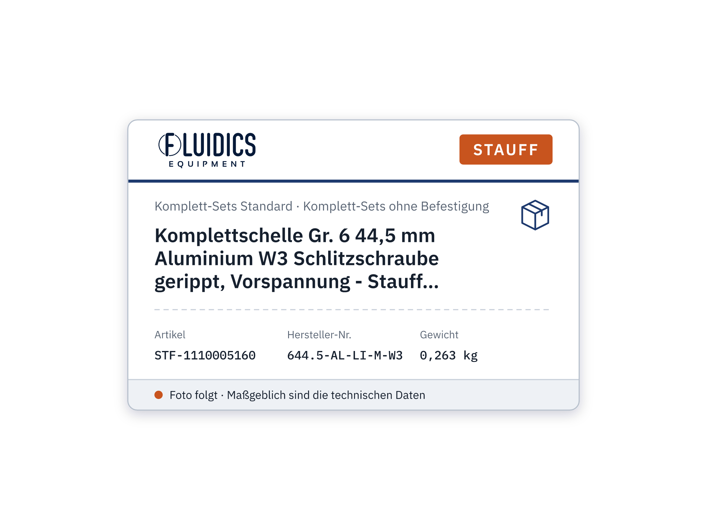 Komplettschelle Gr. 6 44,5 mm Aluminium W3 Schlitzschraube gerippt, Vorspannung - Stauff 1110005160