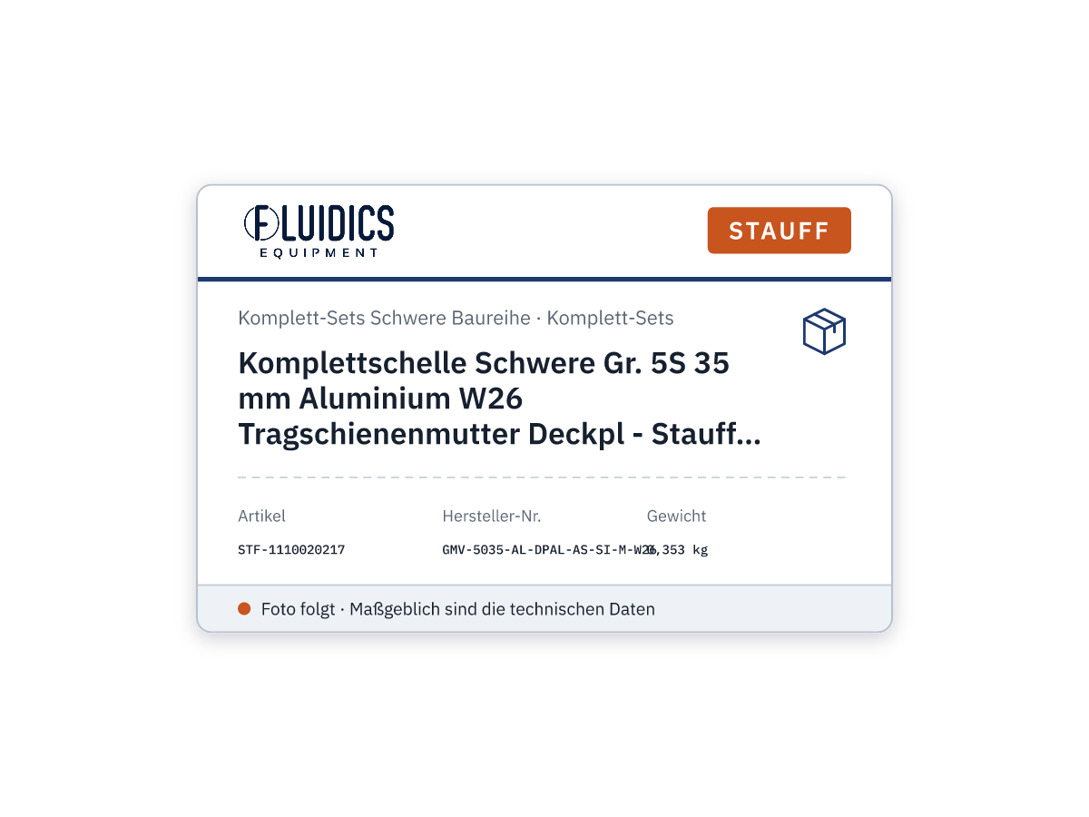 Komplettschelle Schwere Gr. 5S 35 mm Aluminium W26 Tragschienenmutter Deckpl - Stauff 1110020217