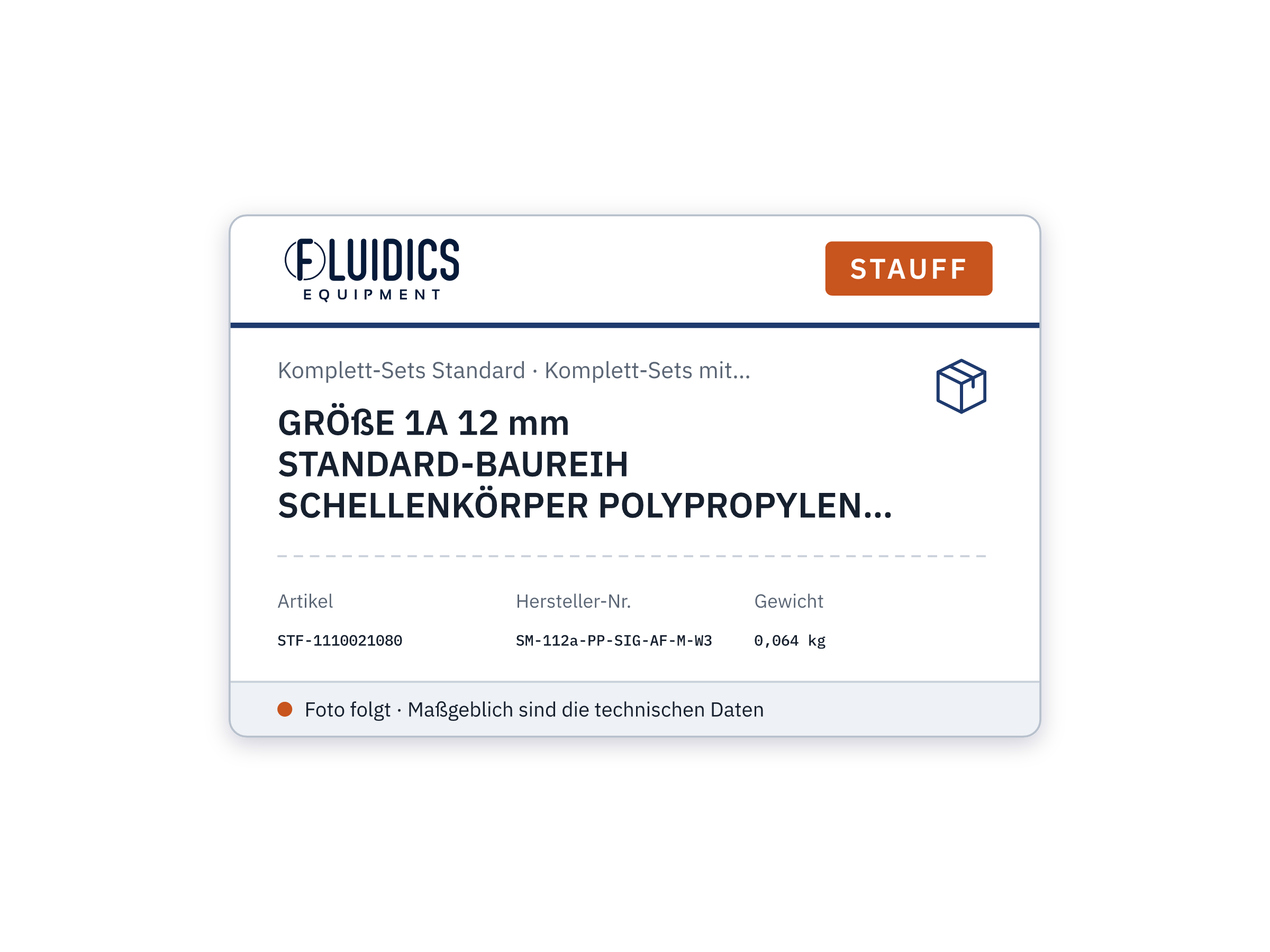 GRÖßE 1A 12 mm STANDARD-BAUREIH SCHELLENKÖRPER POLYPROPYLEN GERIPPT VORSPANNUNG - Stauff 1110021080