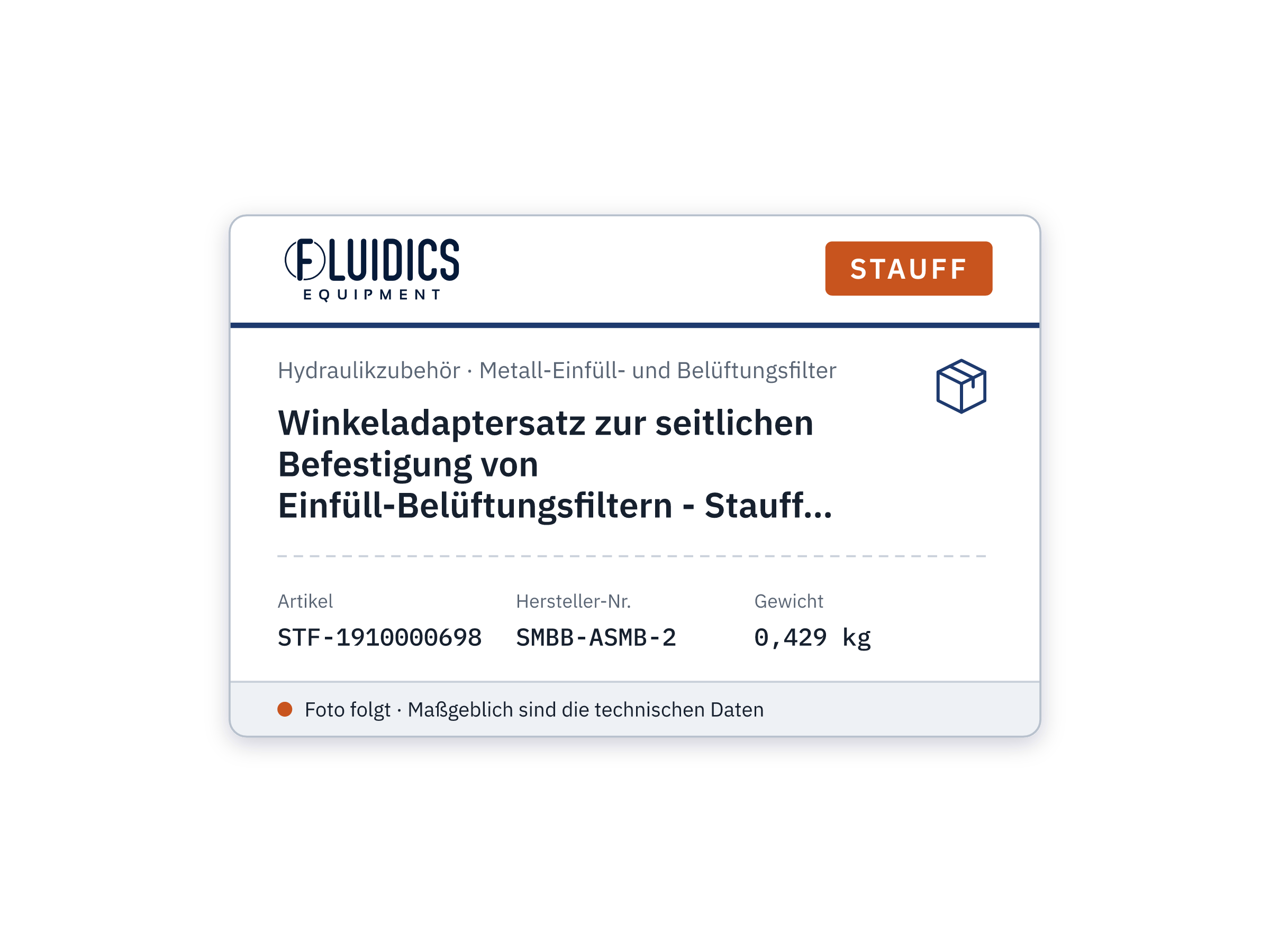 Winkeladaptersatz zur seitlichen Befestigung von Einfüll-Belüftungsfiltern - Stauff 1910000698
