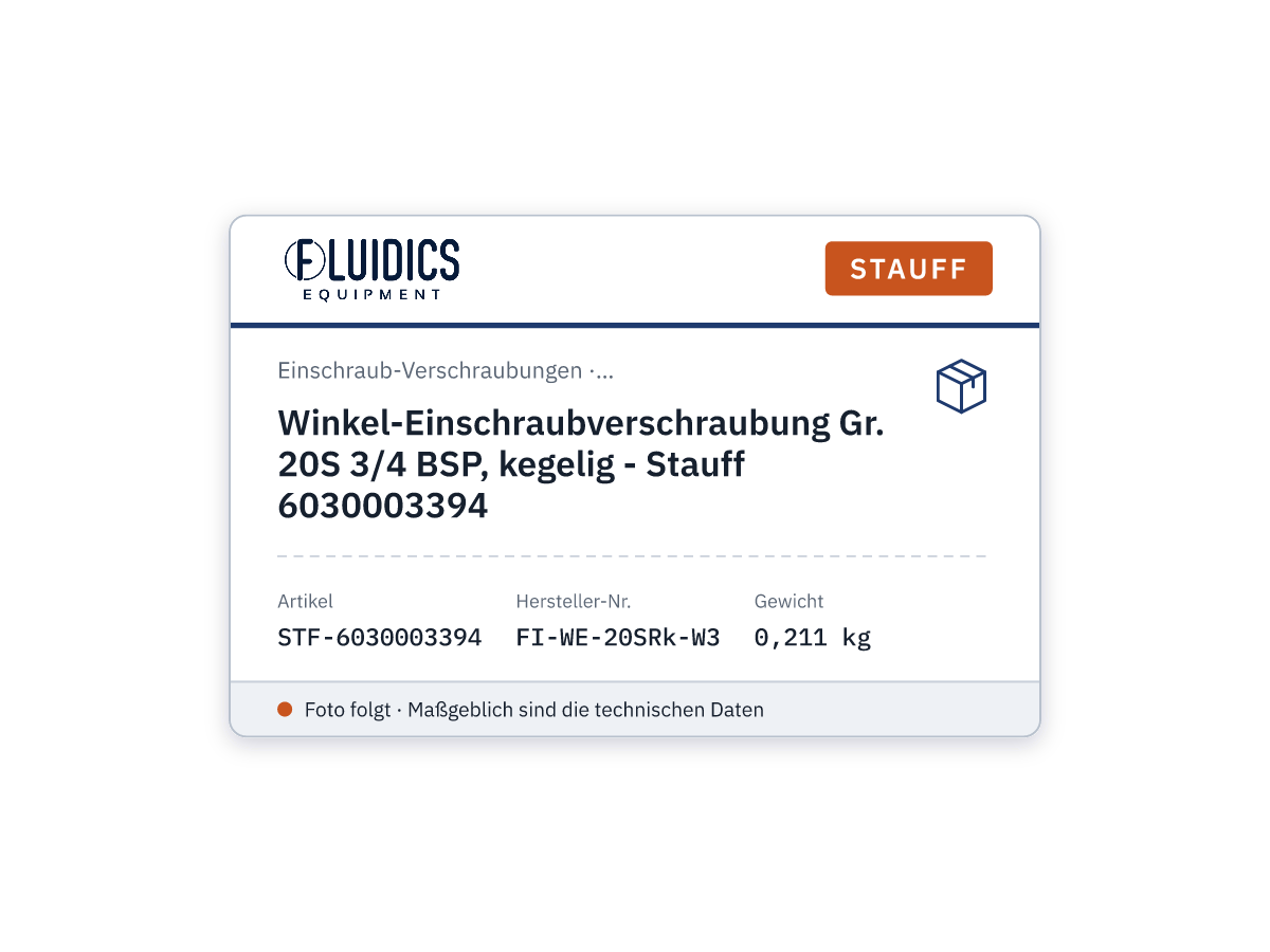 Winkel-Einschraubverschraubung Gr. 20S 3/4 BSP, kegelig - Stauff 6030003394