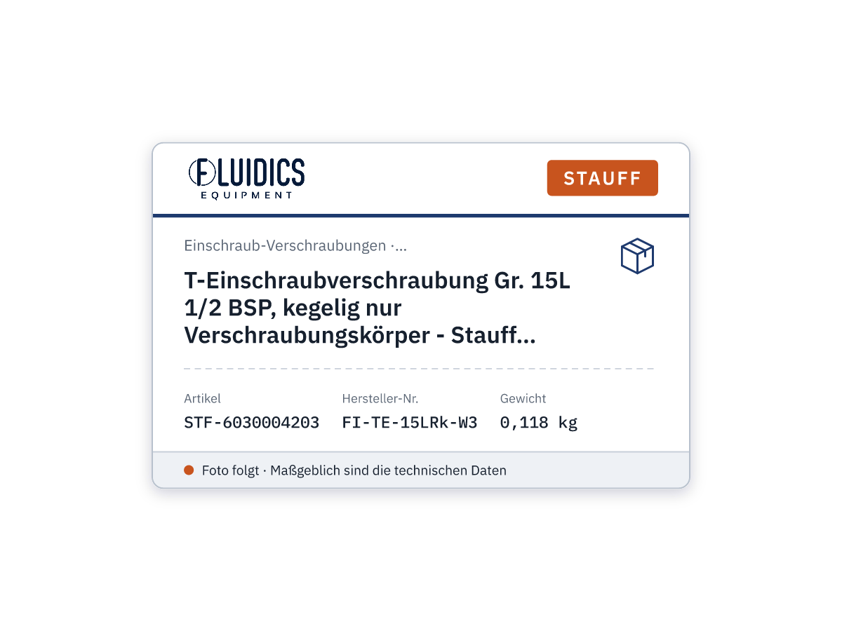 T-Male Stud Fitting Size 15L 1/2 BSP, kegelig only Fitting Body - Stauff 6030004203