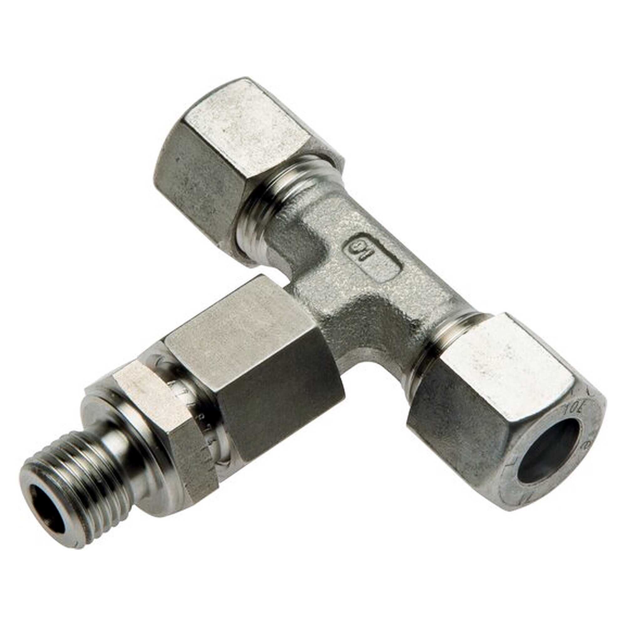 Male stud branch tee, G 1/8", 6 L (M12x1,5), stainless steel 1.4571, adjustable