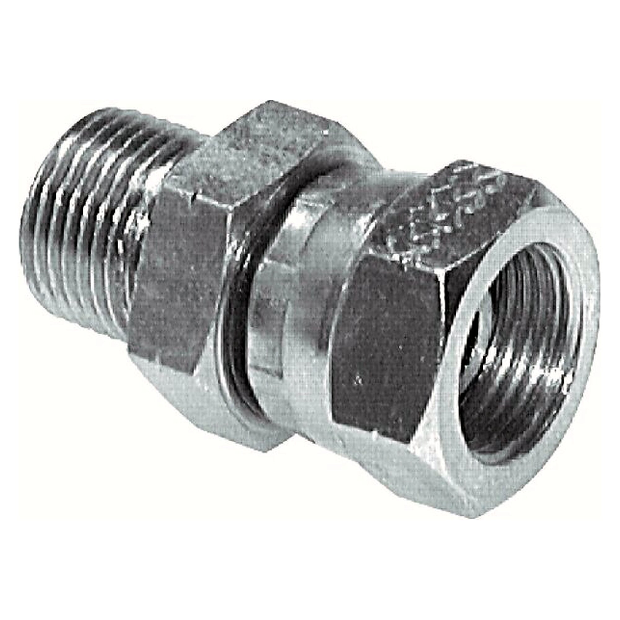 Adjustable male stud fitting, female thread G 1/4" to male stud thread G 1/2", Stahl verzinkt