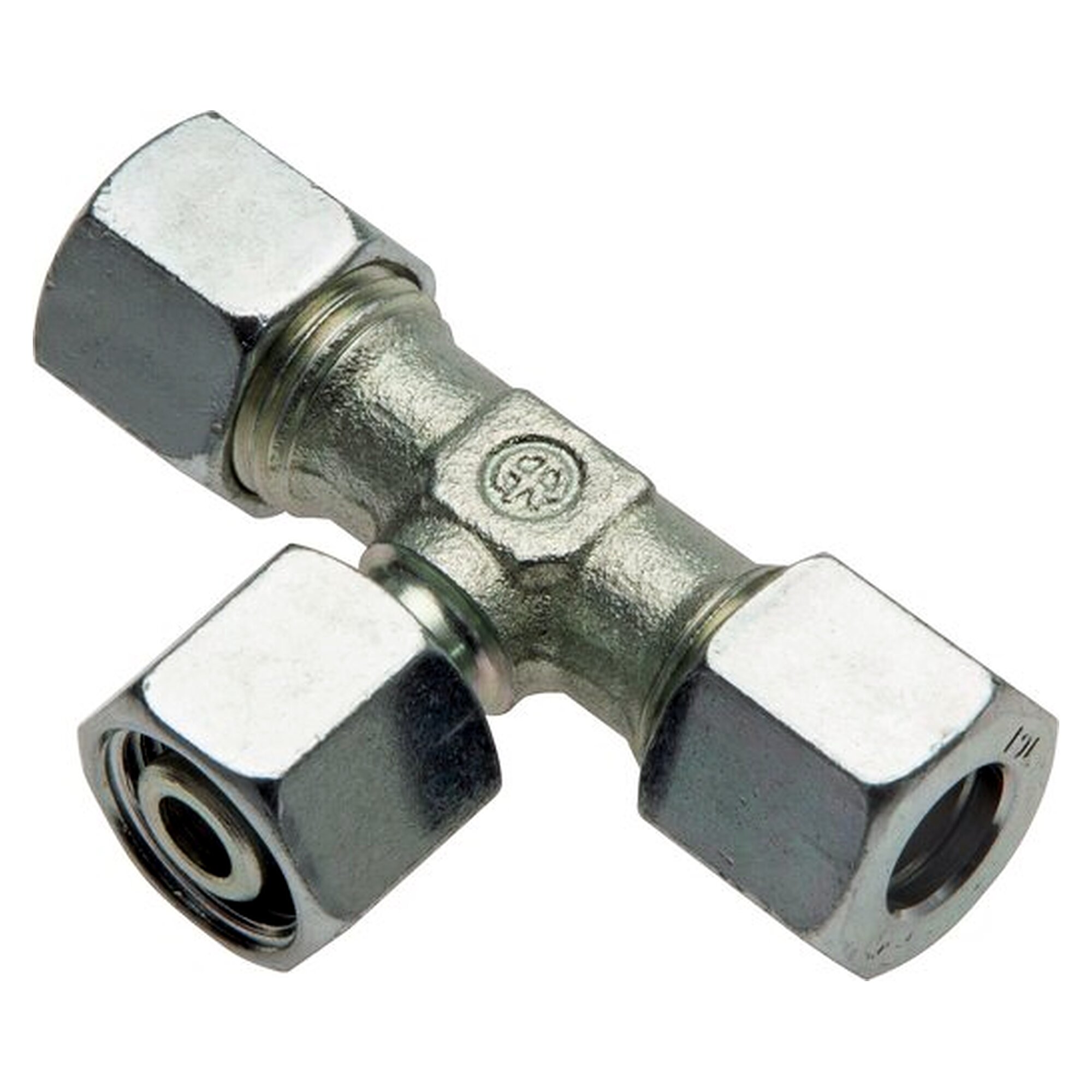 Adjustable T connector, tube 28 L, zinc-plated steel, light series