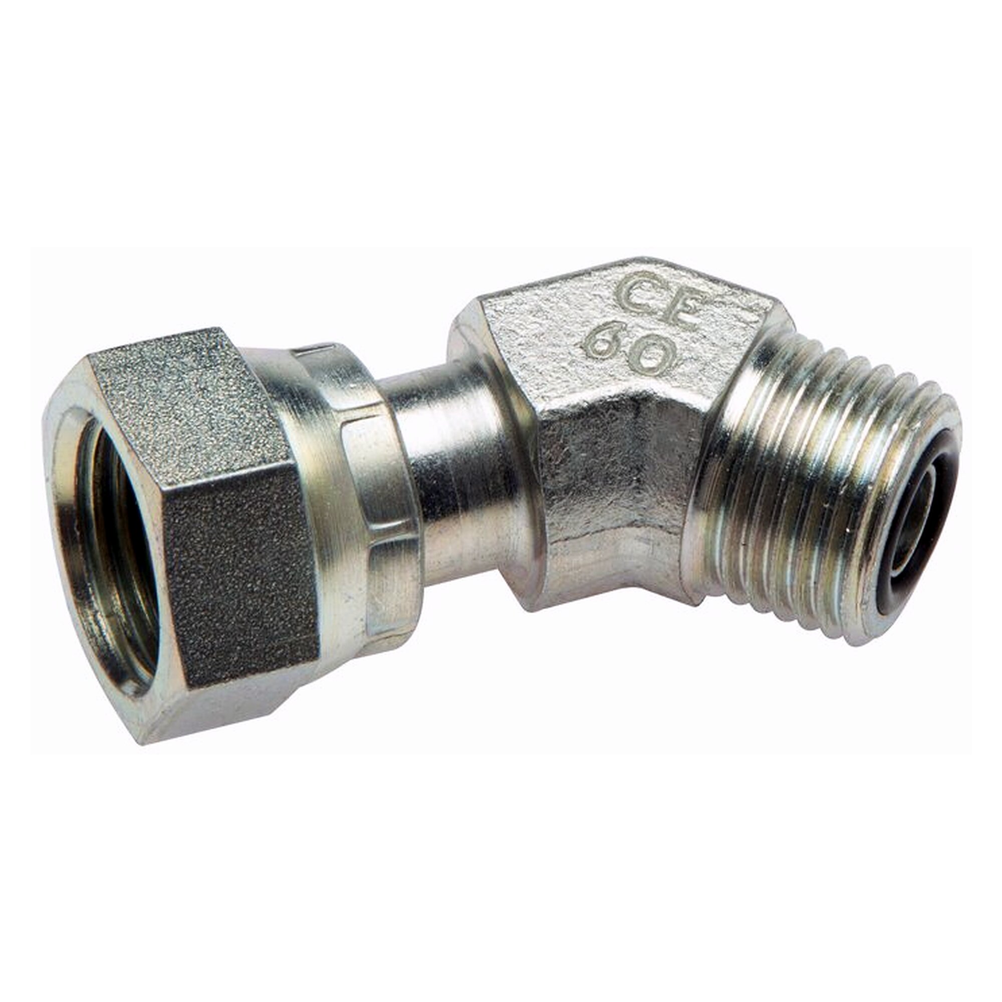 ORFS 45° elbow fitting, female and male thread, ORFS UN 1-3/16"-12, PN 400 bar