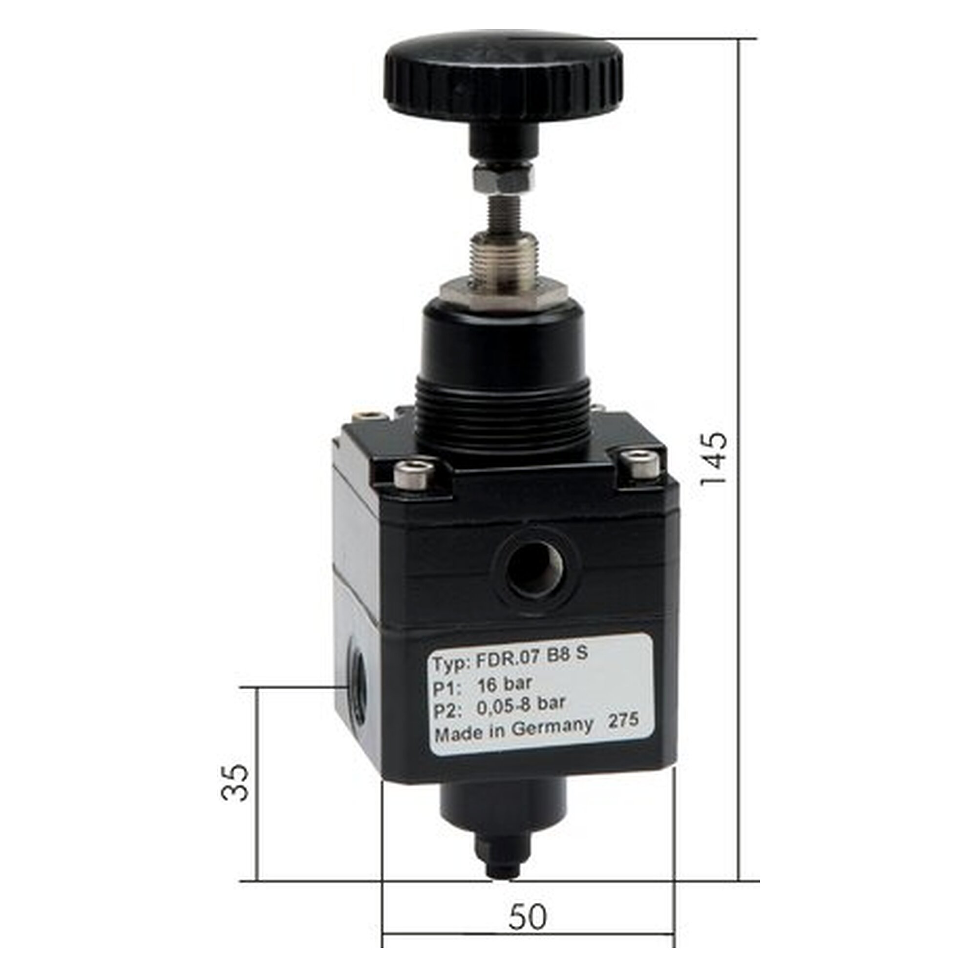 Präzisionsdruckregler, G 1/4", 0,05 - 8 bar, Zinkdruckguss Z410, Temperaturbereich -10 bis +60 °C