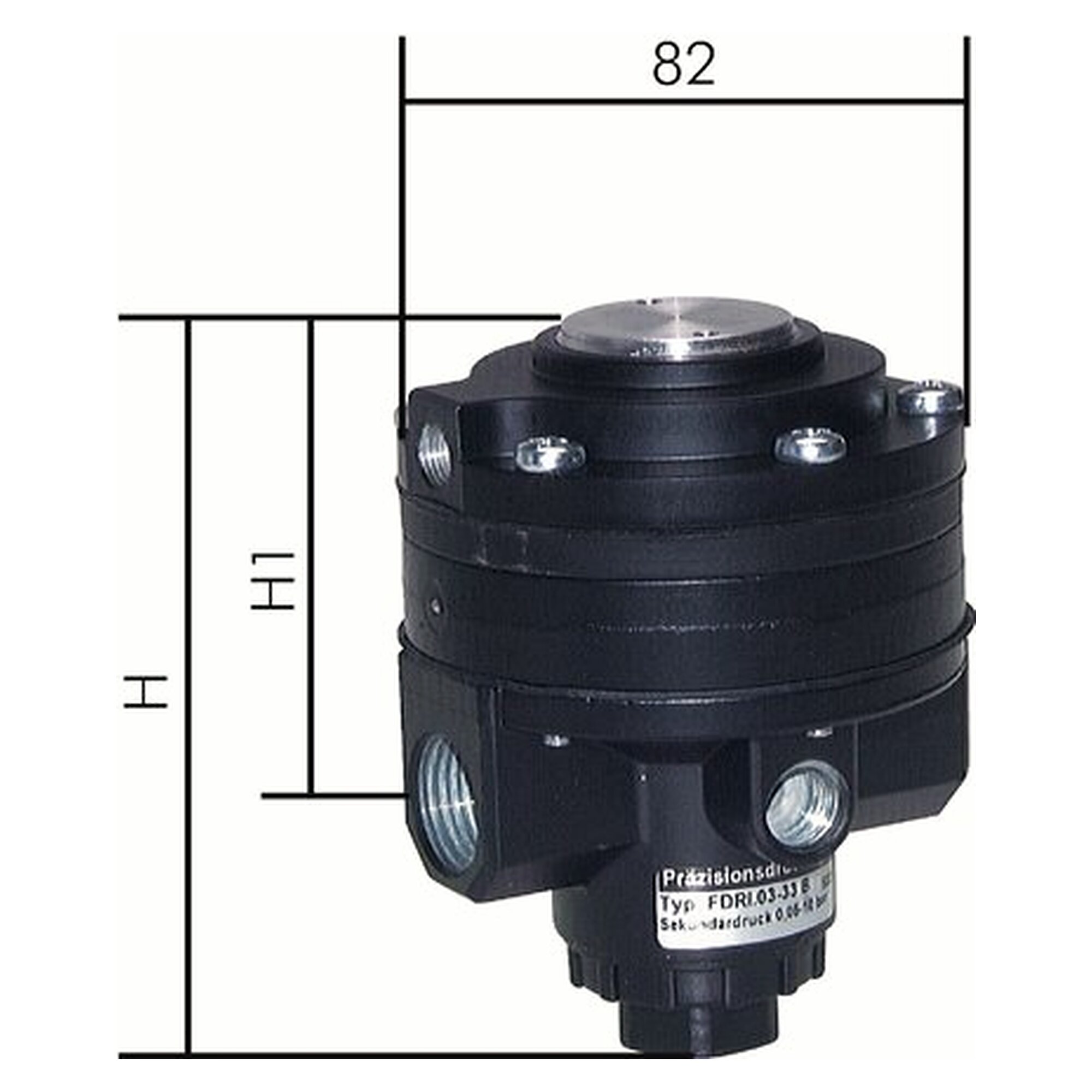 Präzisionsdruckregler, G 1/2", 0,05 - 10 bar, Zinkdruckguss Z410, 65,5