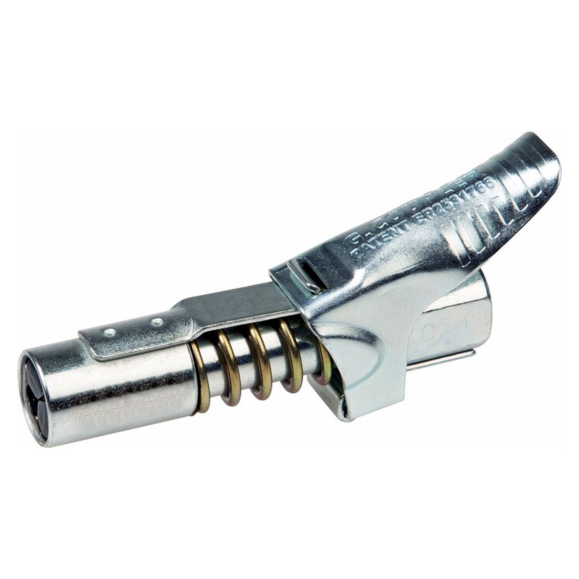 Connector (4-jaws) with hand lever for conical grease nipple, female thread (M 10x1 (female thread))
