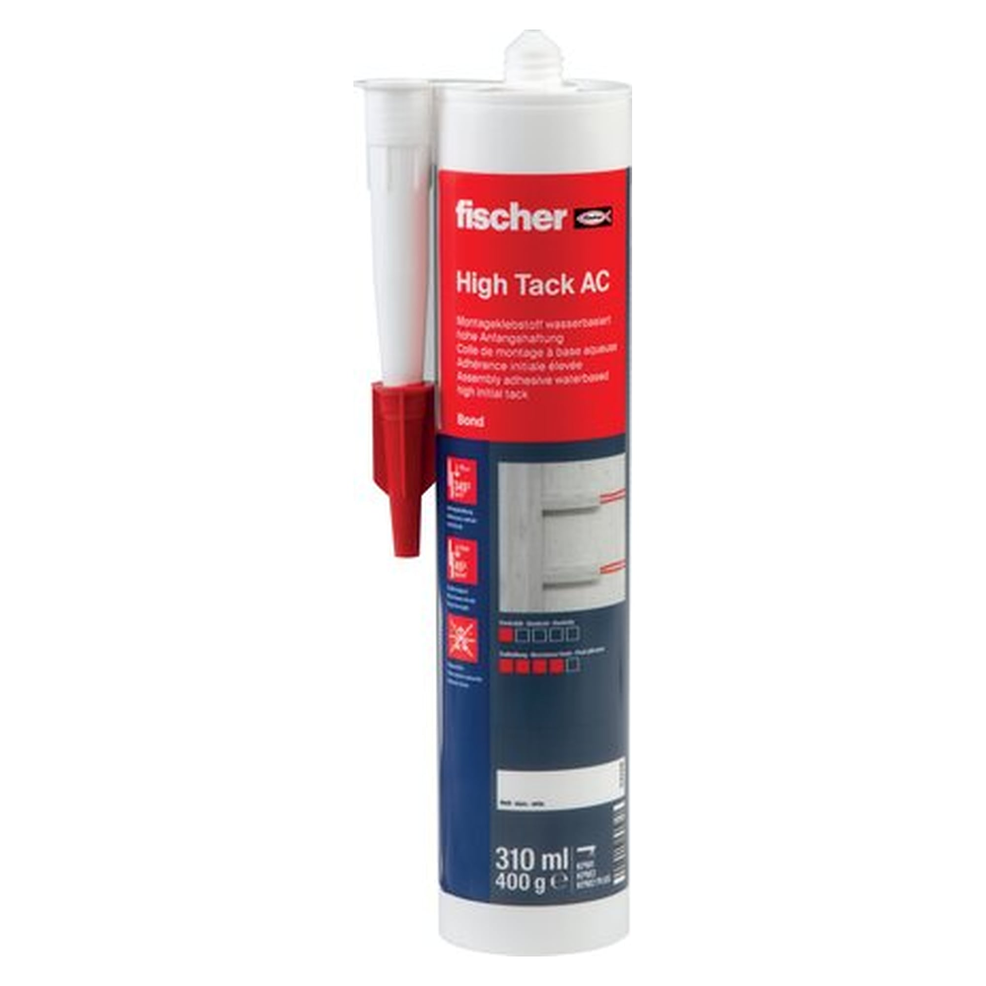 FISCHER Montagekleber High Tack AC, weiß, 310 ml Kartusche, Temperaturbereich -20 bis +70 °C