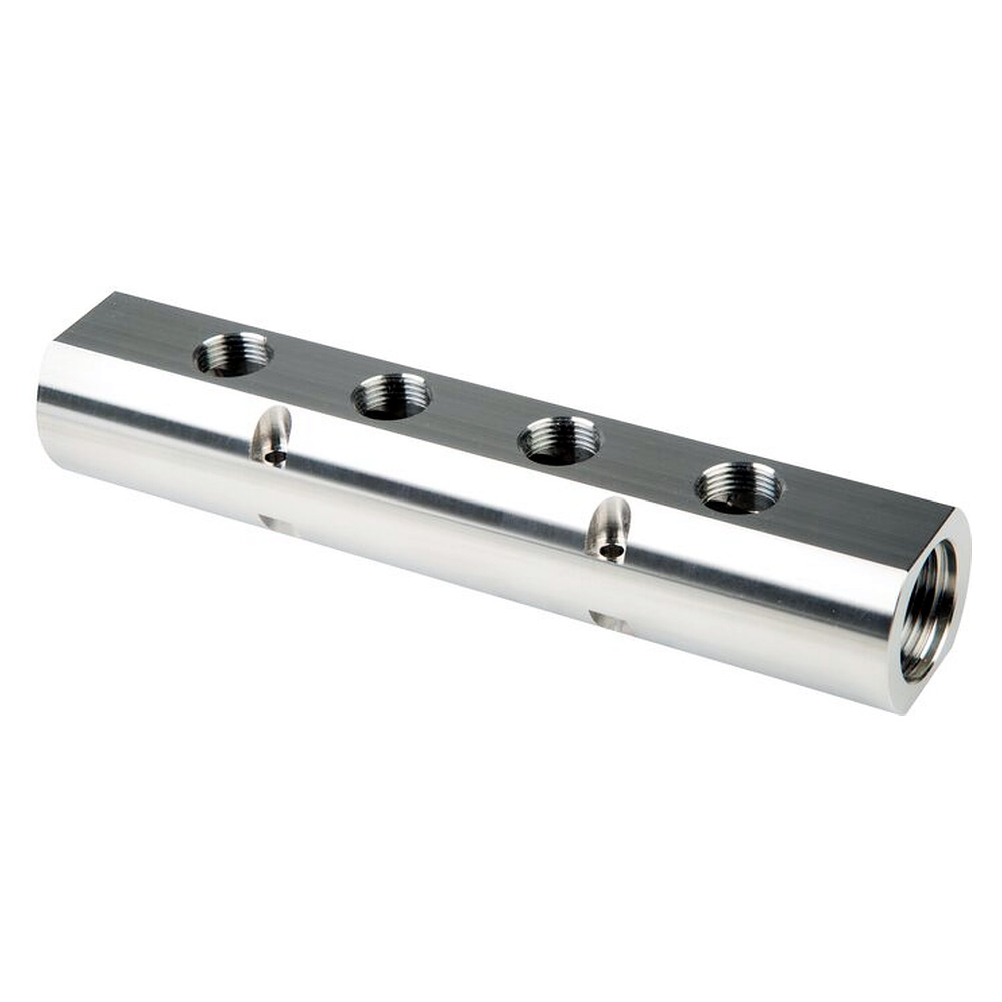 Distribution manifold, inlet 2x G 3/4" to outlet 8x G 3/8", length 342 mm, outlets 8, 1.4301