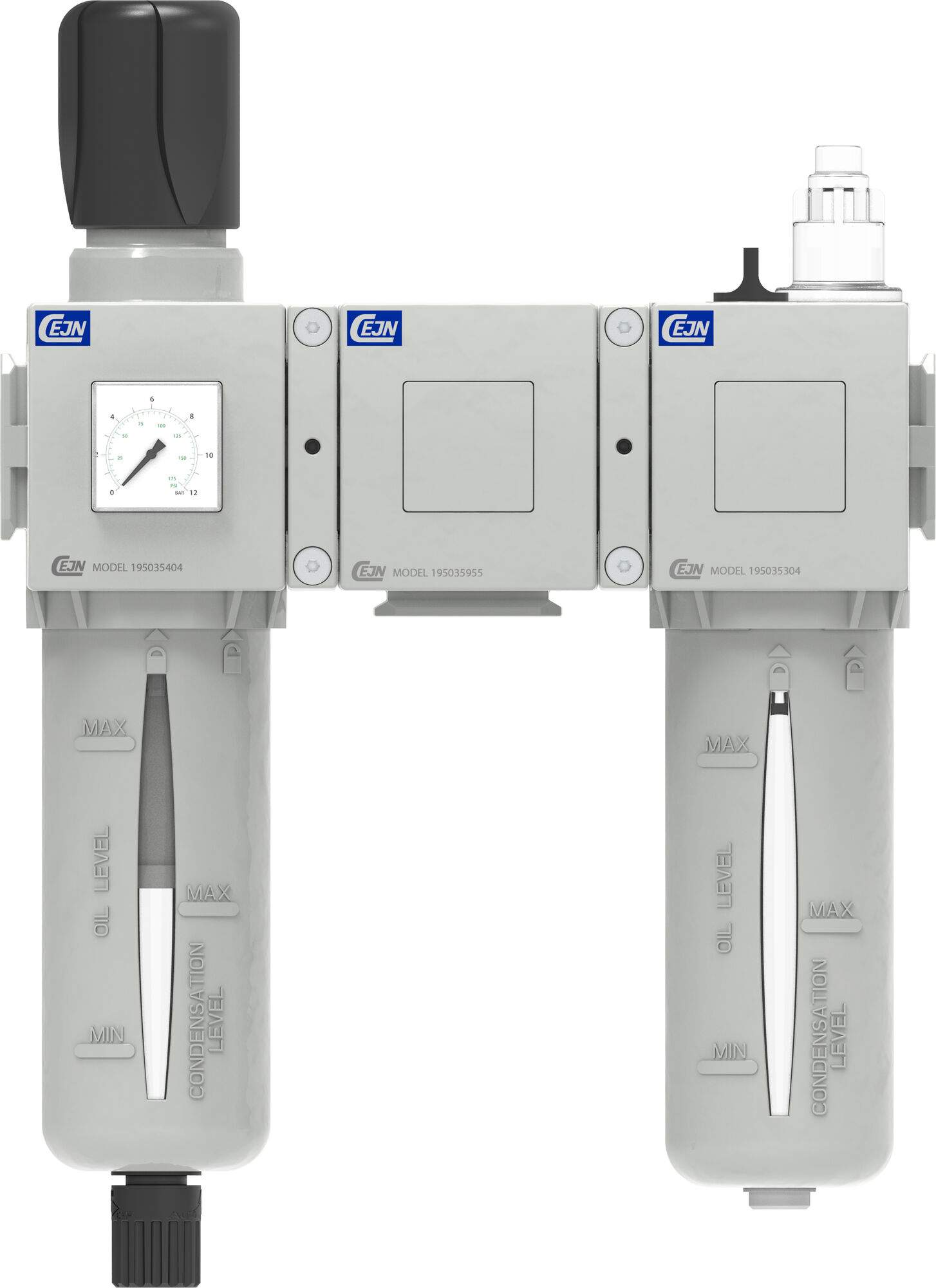 FRL unit, filter regulator, diverter block and lubricator Model 652, G 1/2", 25 µm - Cejn 195035615