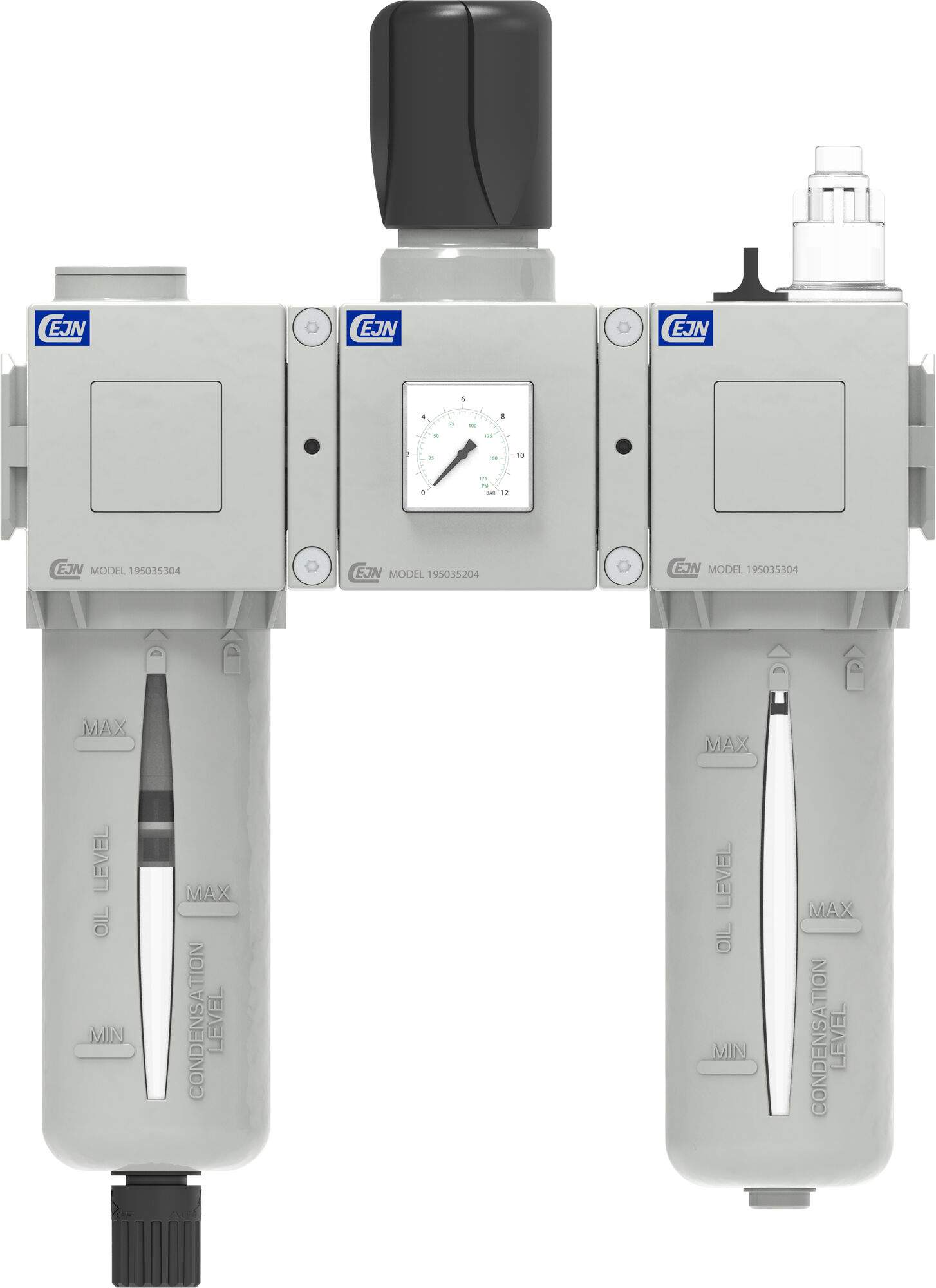 Wartungseinheit Filter, Druckregler und Öler Modell 652, G 1/2", 25 µm, Polycarbonat-Behälter - Cejn 195035625