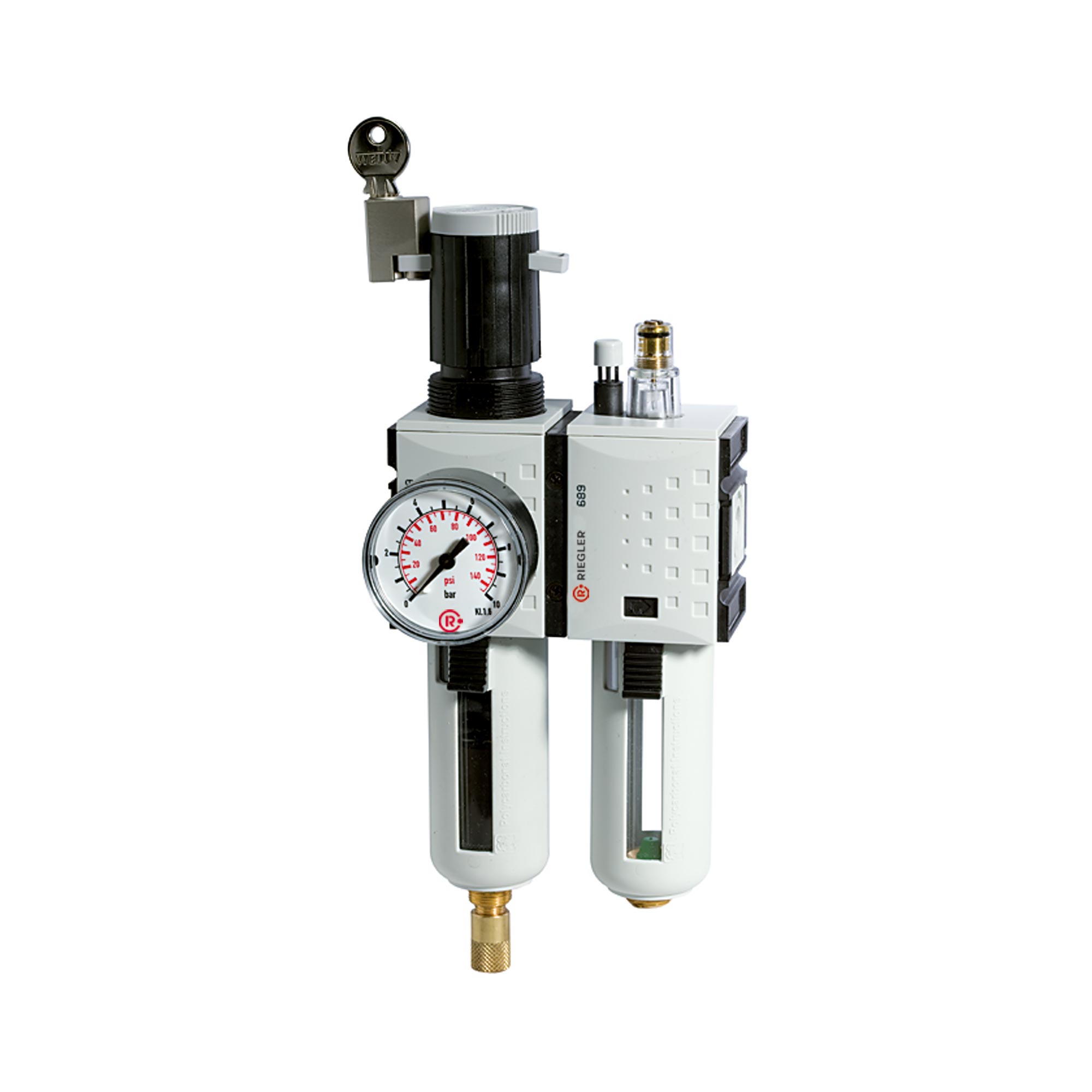 Service unit 2-part »FUTURA«, PC, Size 2, G 3/8, 0.1-1, Fully a. - Riegler 152374