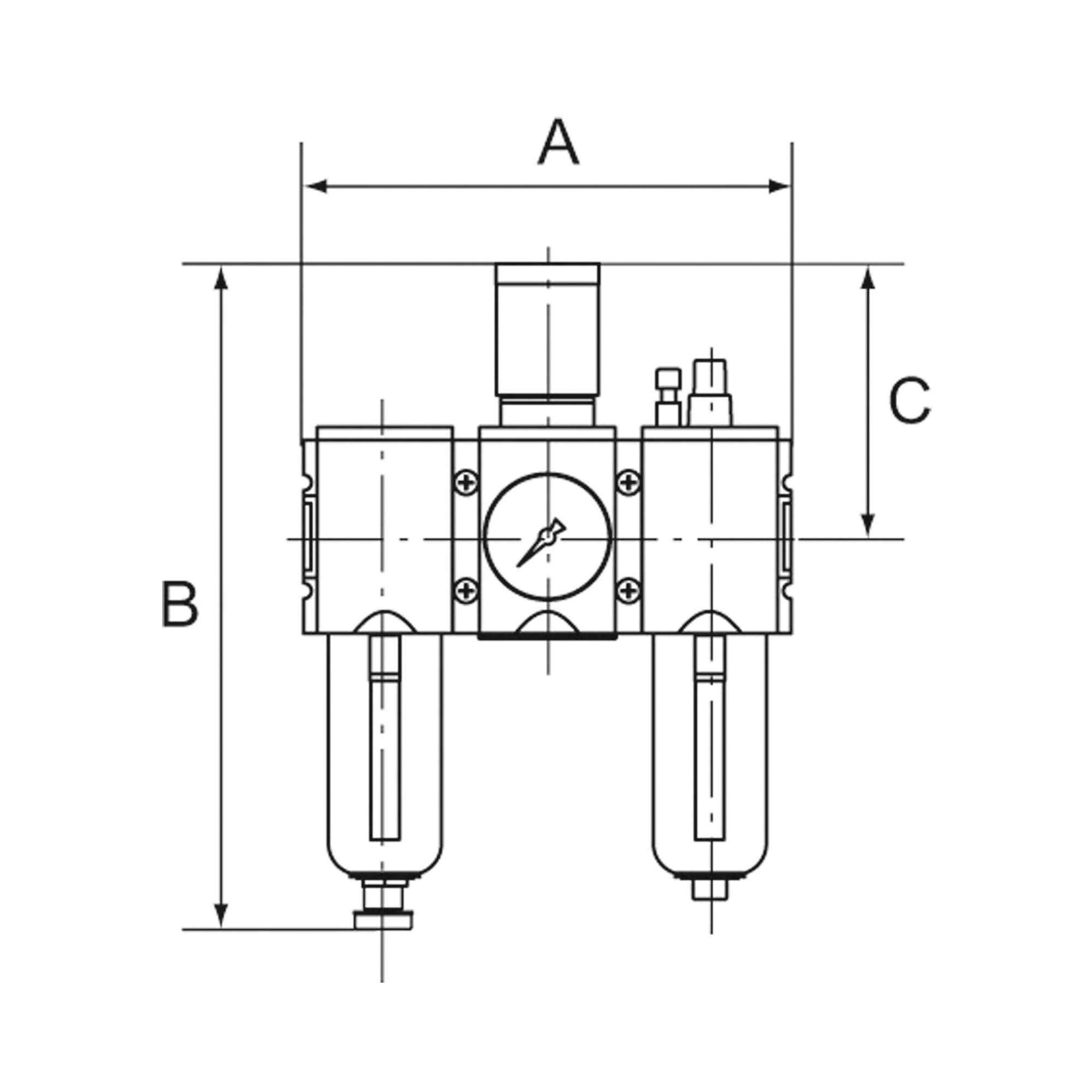 Service unit 3-part »Futura«, Metal, Size 4, G 1, 0.5-8, Semi - Riegler 152684