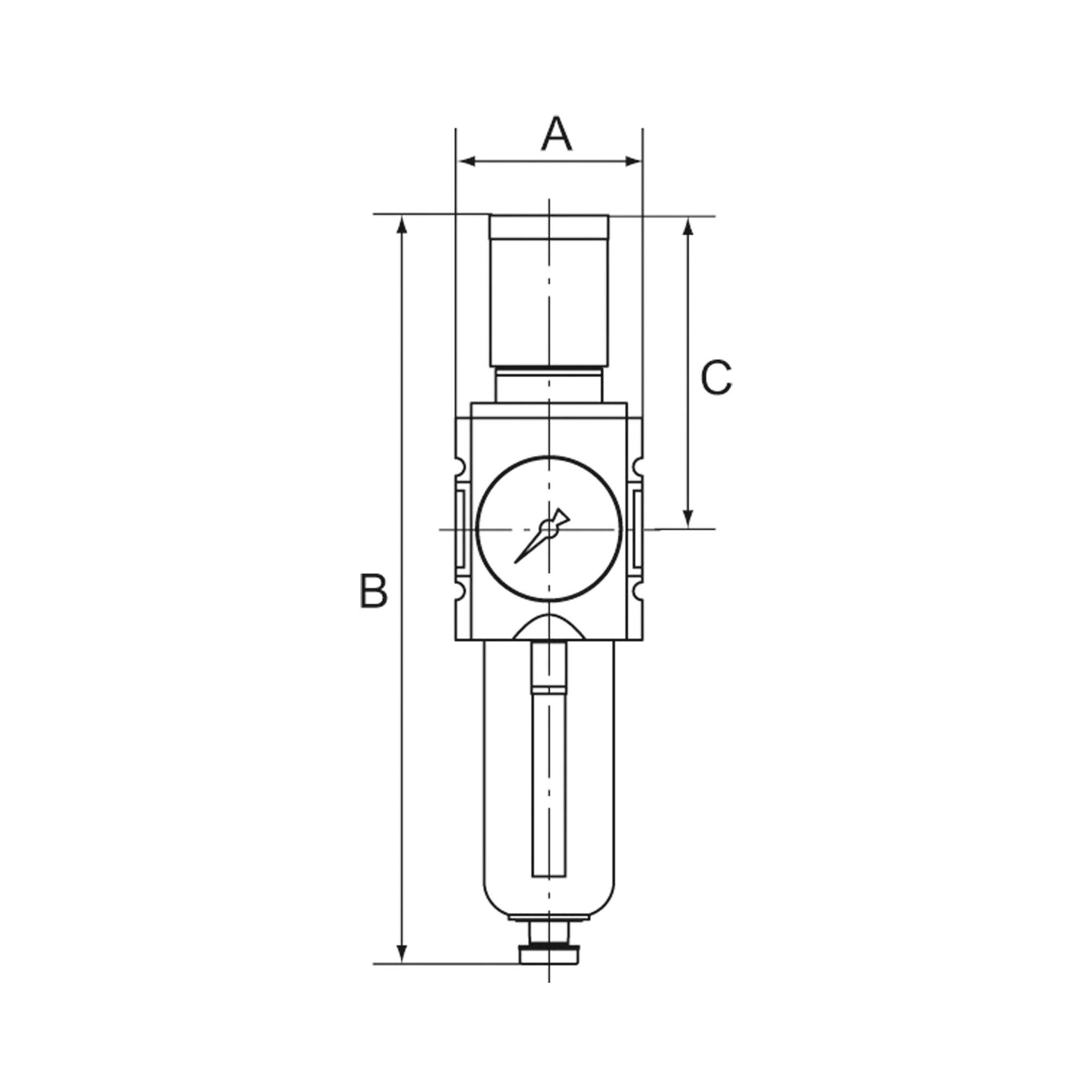 Filterregler Futura, PC, SK, Mano, BG 1, G 1/4, 0,5-8 bar, HA - Riegler 100118
