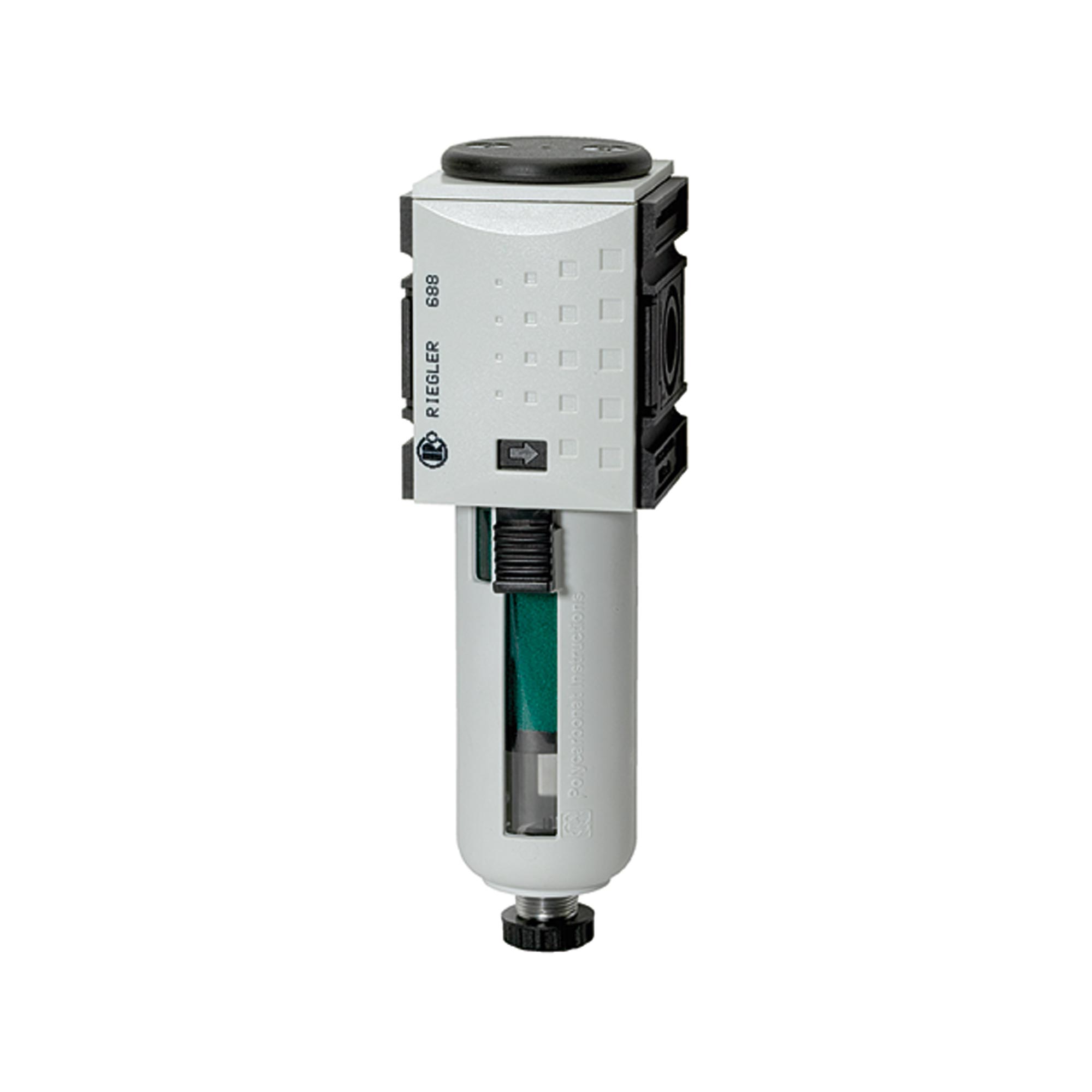 Microfilter »FUTURA«, PC container, 0.01 µm, Size 2, G 1/2, Fully - Riegler 100184