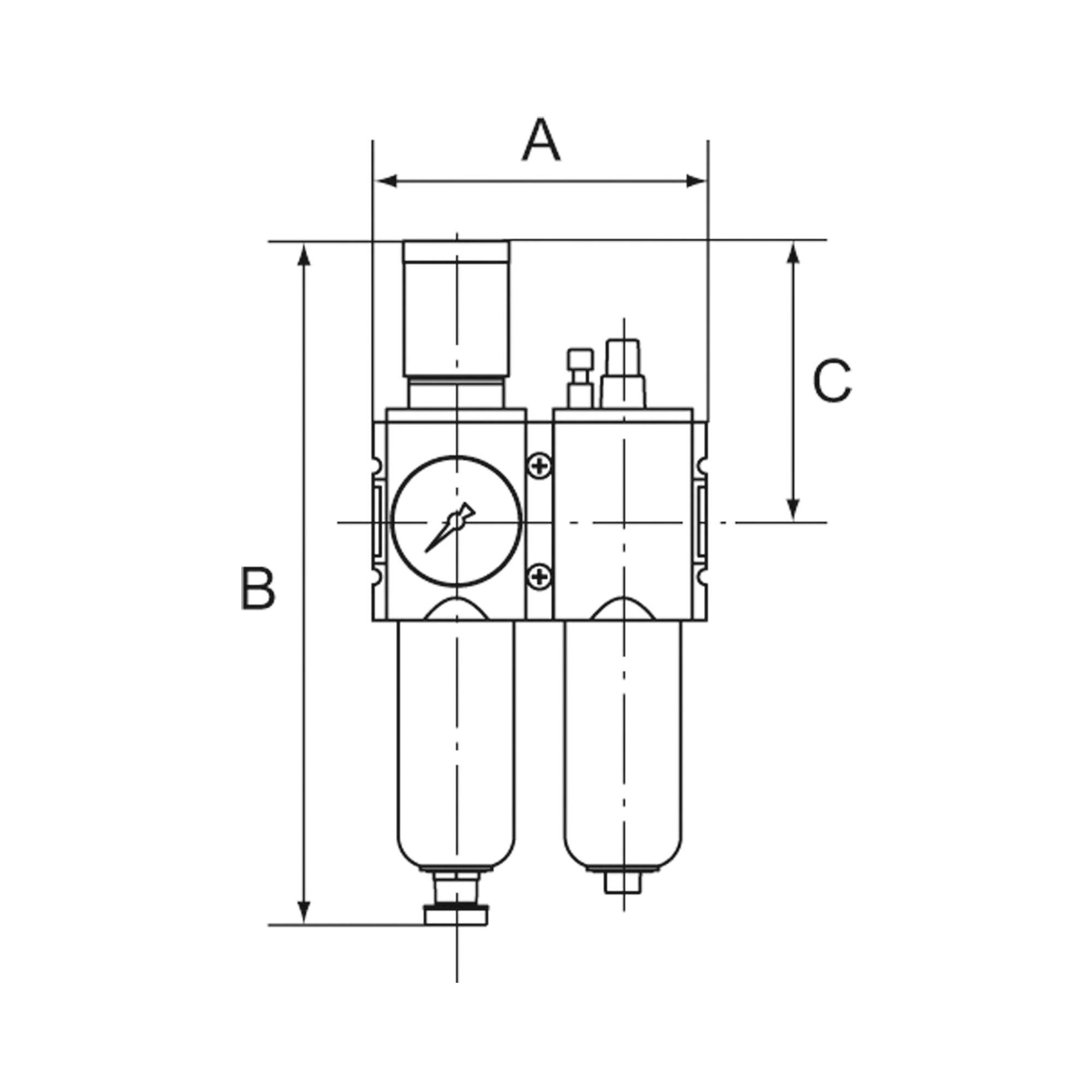 WE 2-tlg. »FUTURA-mini«, Metallb., Stand.mano., G 1/4, 0,5-10, VA - Riegler 142507