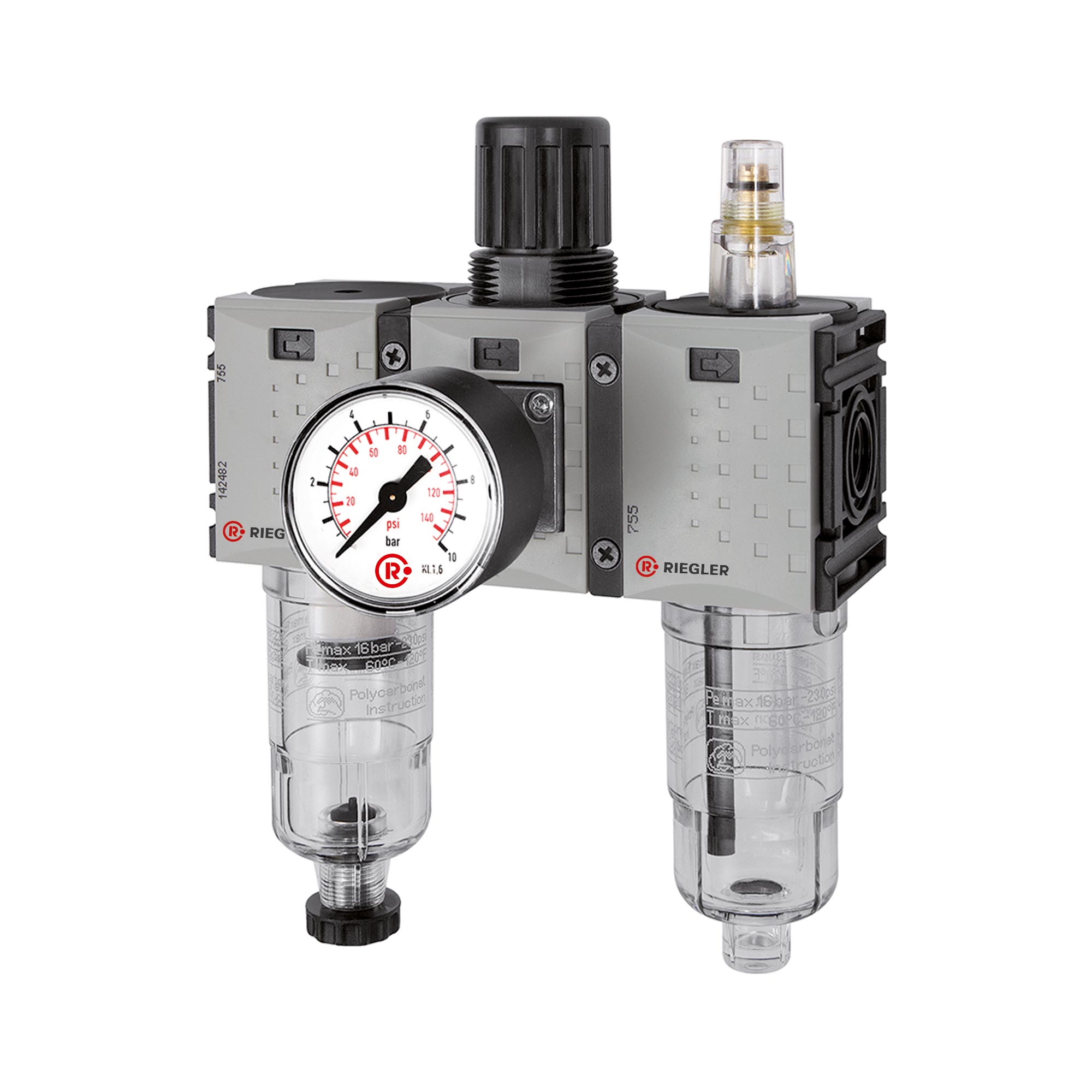 Service unit 3-part »FUTURA-mini« PC container, G 1/4 - Riegler K2037