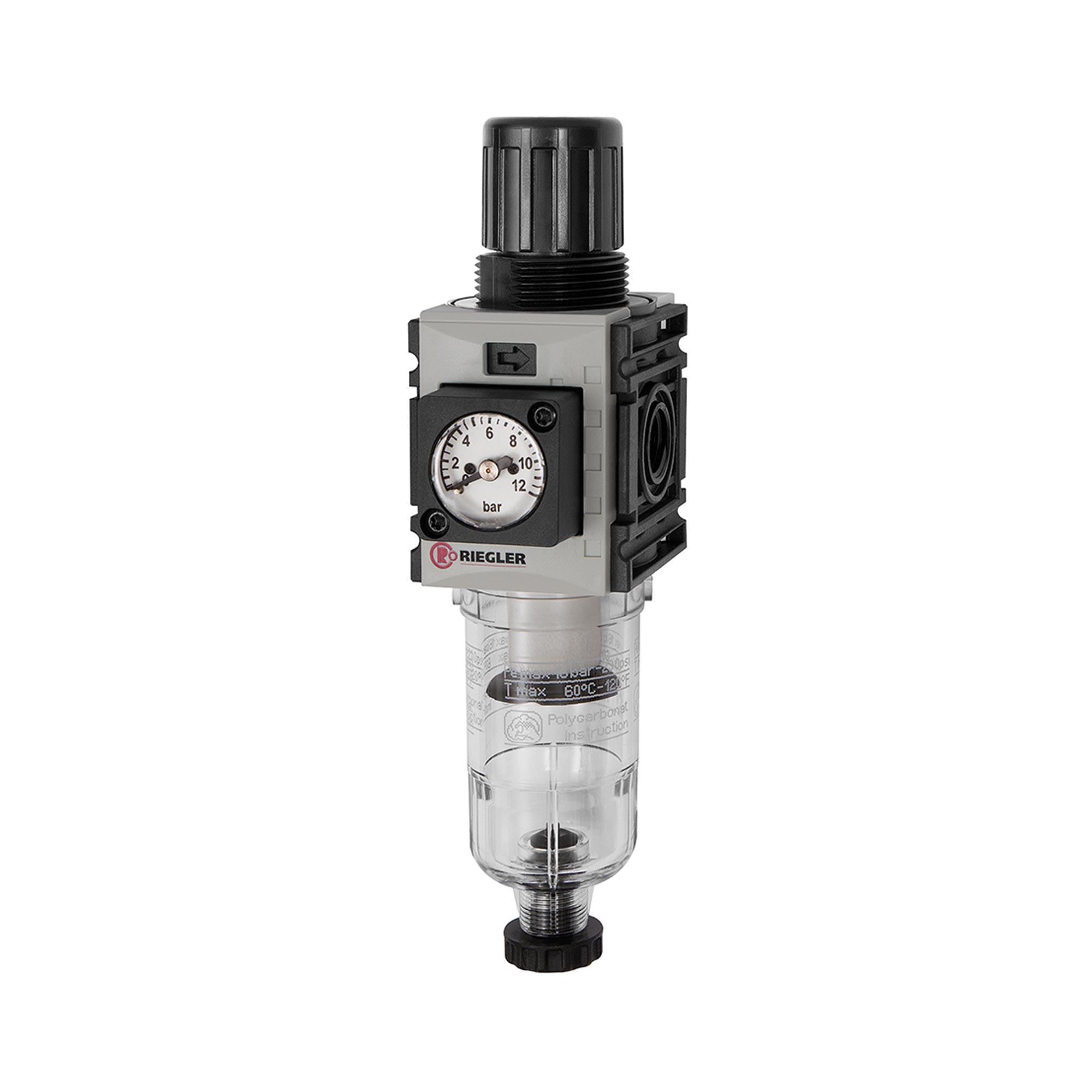 Filter regulator »FUTURA-mini« PC container, Size 0, G 1/4 - Riegler K2026