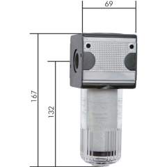 FVK 34 S. Multifix vacuum filter, G 3/4", model series. 2, Plastic container with protective cage