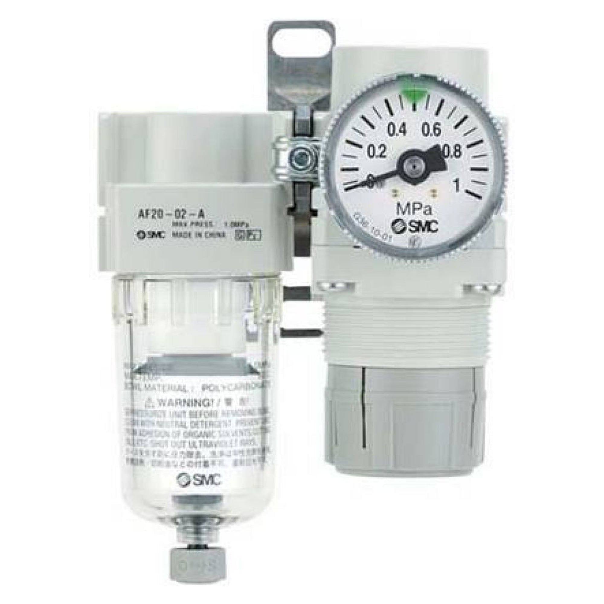 AC10B-40B-A, Wartungsgeräte (neue FRL) in Modulbauweise, Luftfilter + Regler - SMC AC20B-F02-1-A