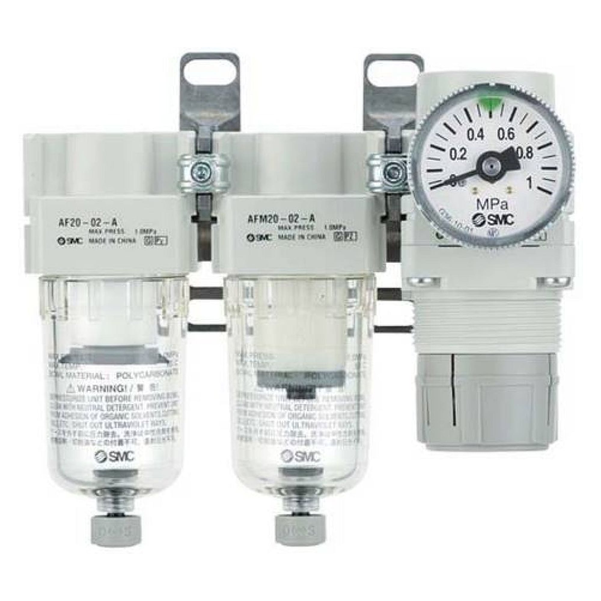 SMC AC20C-F02C-S-C-A. AC20C-40C-A (FRL), Modular Type, Air Filter + Mist Separator + Regulator