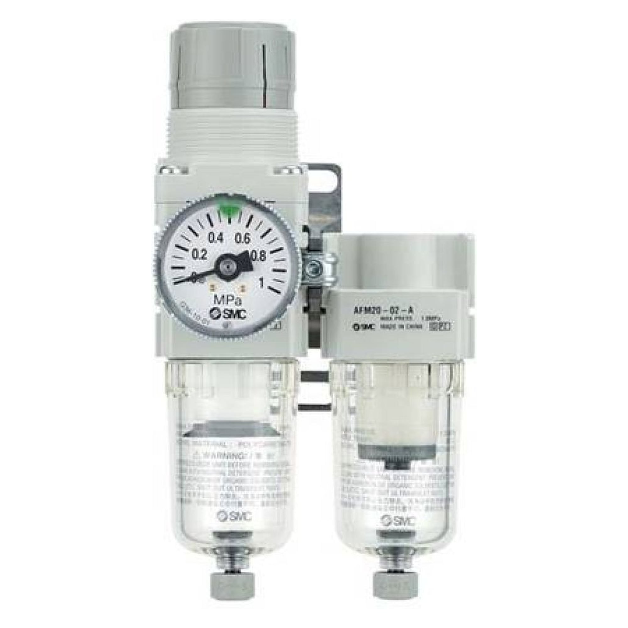 SMC AC20D-F02C-1-A. AC20D-40D-A (FRL), Modular Type, Filter Regulator + Mist Separator