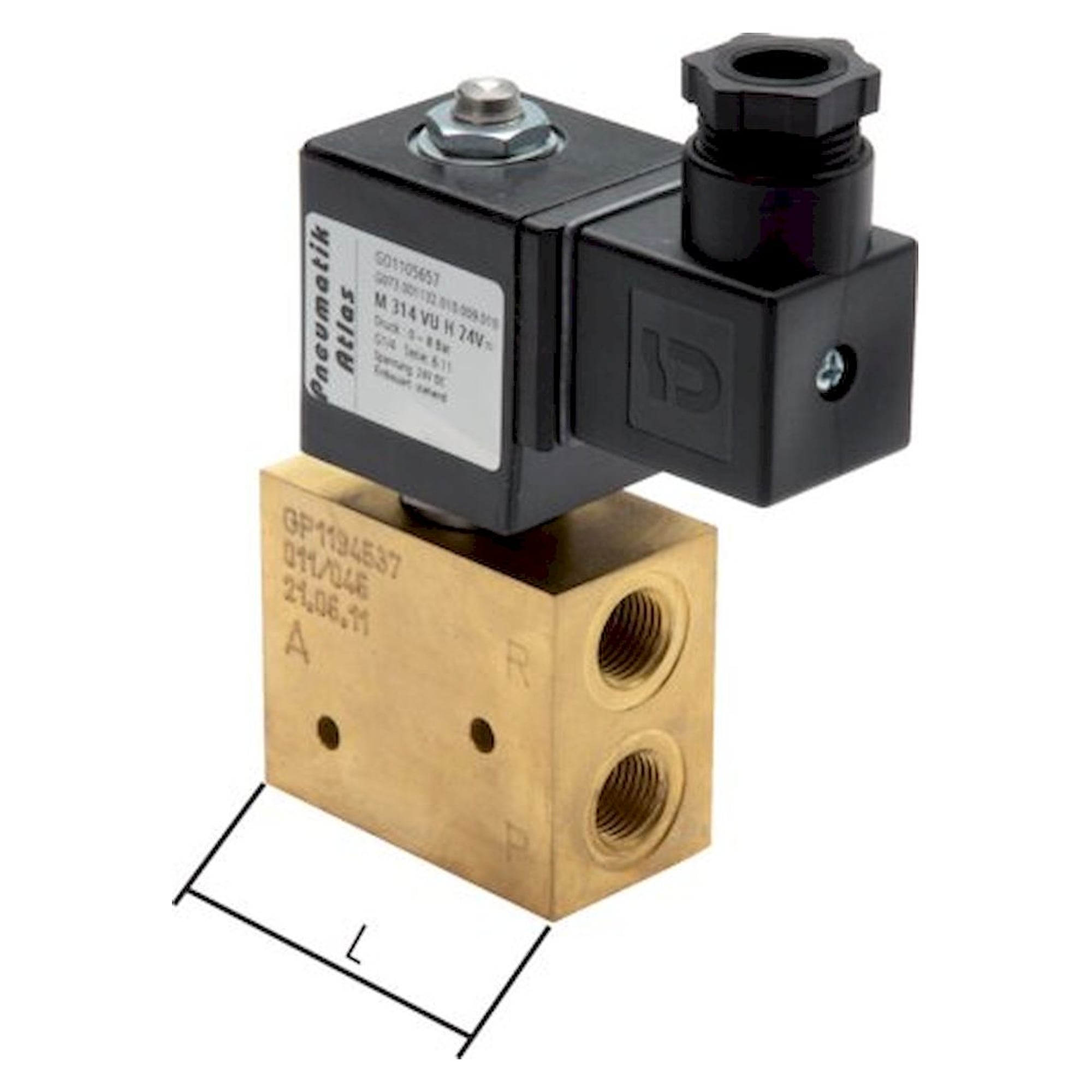 3/2-way vacuum valve, G 1/2", -0,9 to 10bar, 230 V AC
