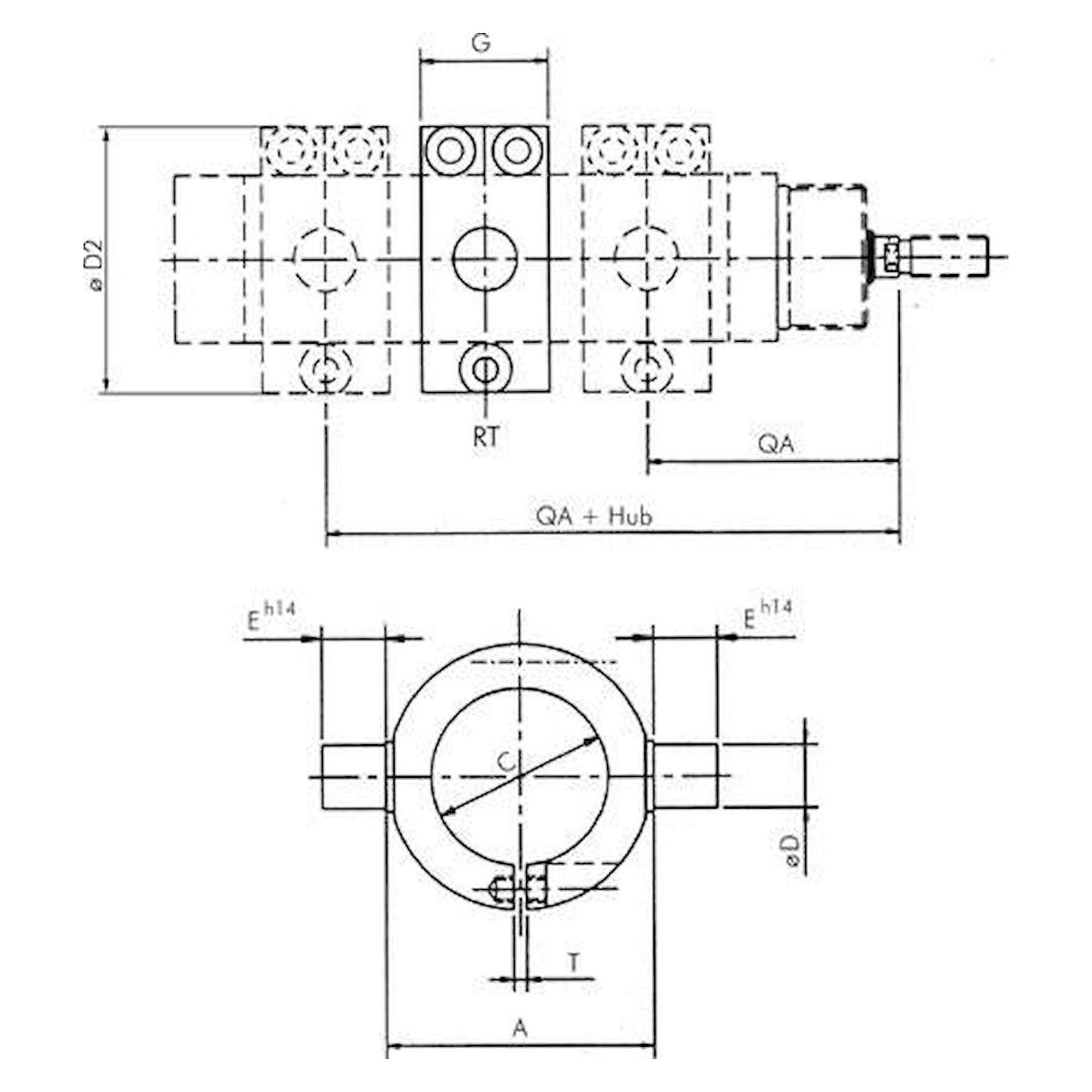 Centre swivel mounting clean profile, 50 mm, 1.4401
