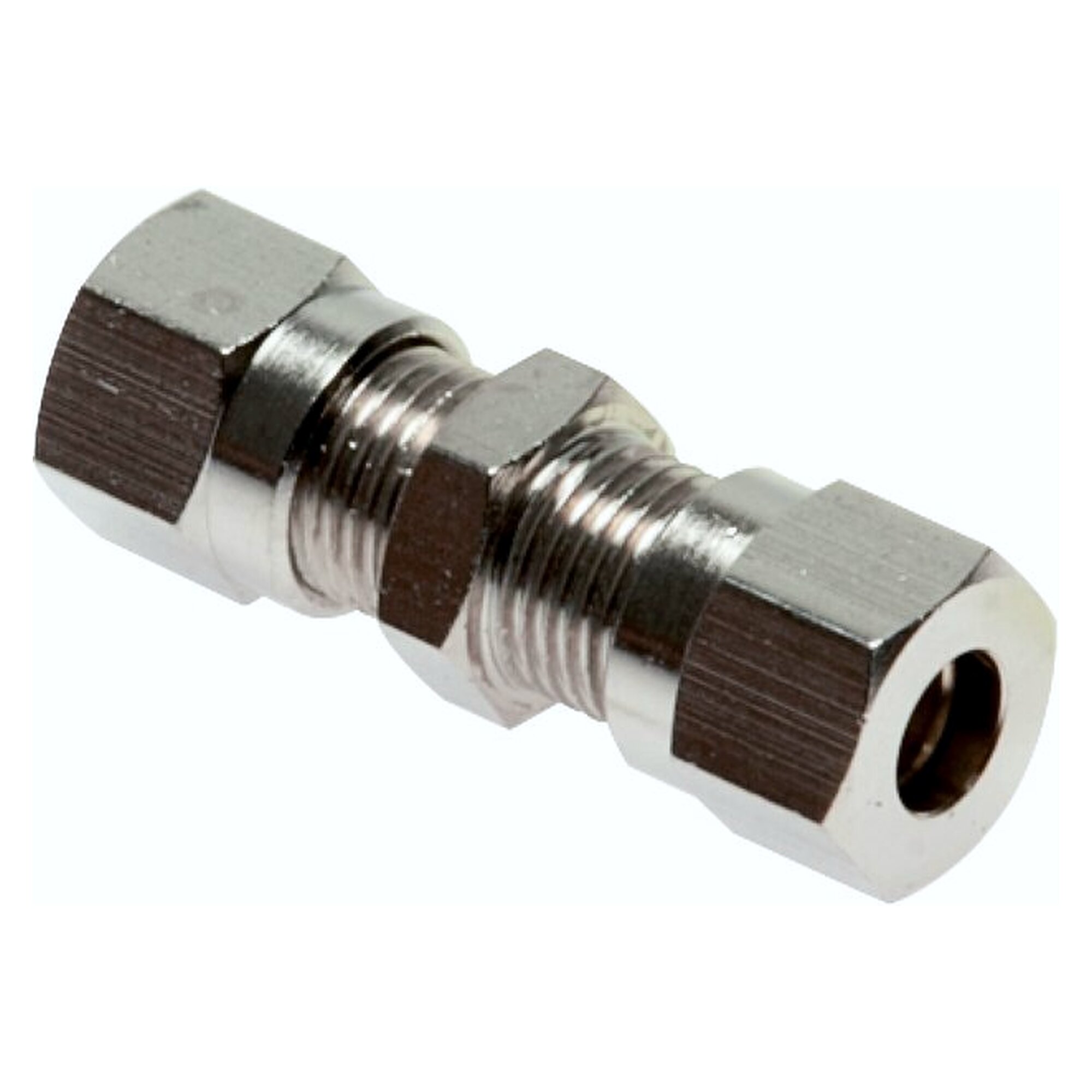 Schneidringverschraubung, gerade Form, Rohr 10 L (M16x1,5), leichte Baureihe, Messing vernickelt
