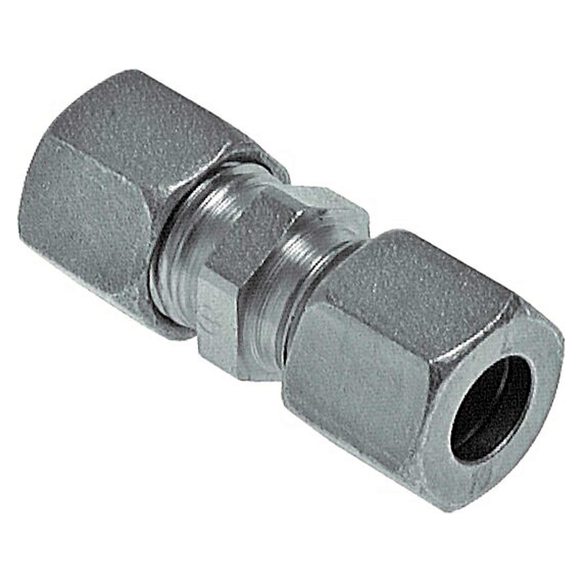 Straight cutting ring coupling, tube 28 L, zinc-plated steel