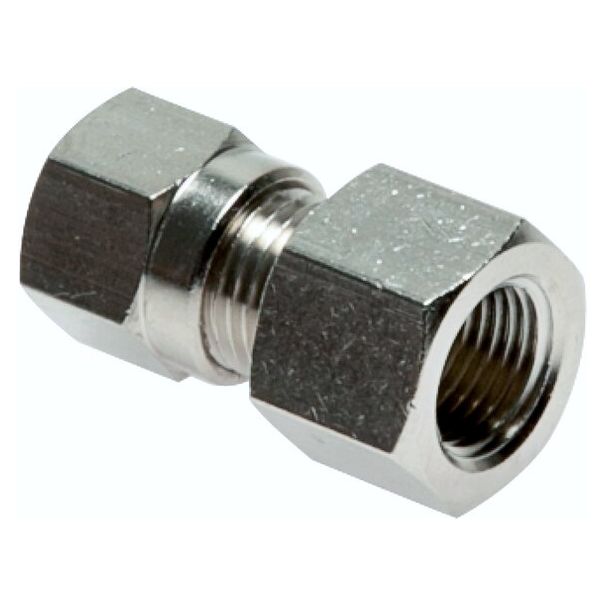 Schneidringverschraubung, Gewinde G 1/4", Rohr 10 L (M16x1,5), leichte Baureihe, Messing vernickelt