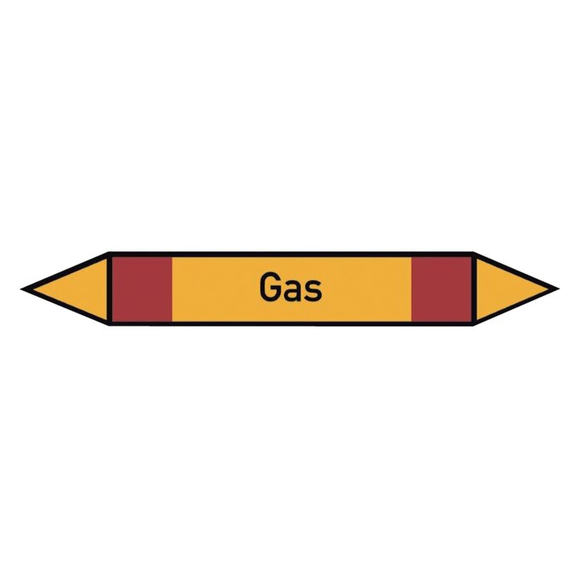 Pipe marking label, double arrow, self-adhesive, 37 x 270 mm, gas